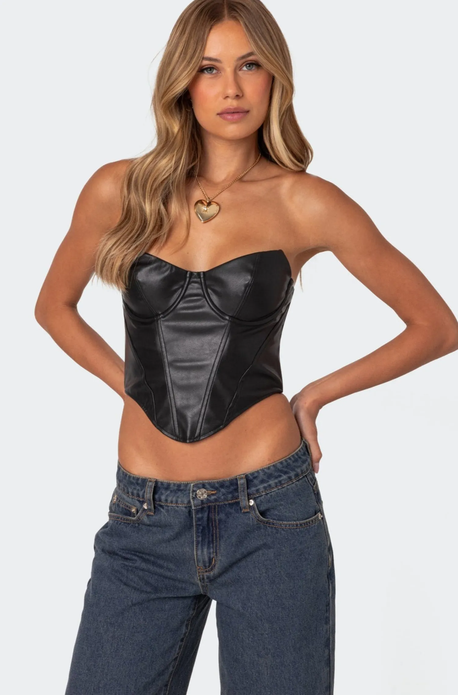 Corsets | Corsets*edikted Aberdeen Faux Leather Cupped Corset BLACK