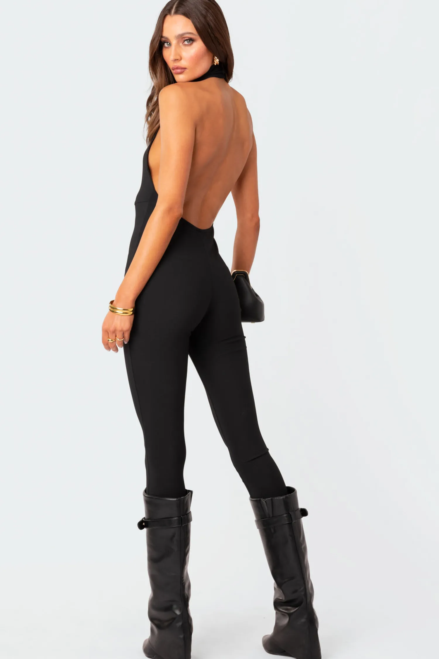 Jumpsuits & Rompers*edikted Aero Ribbed Open Back Jumpsuit BLACK