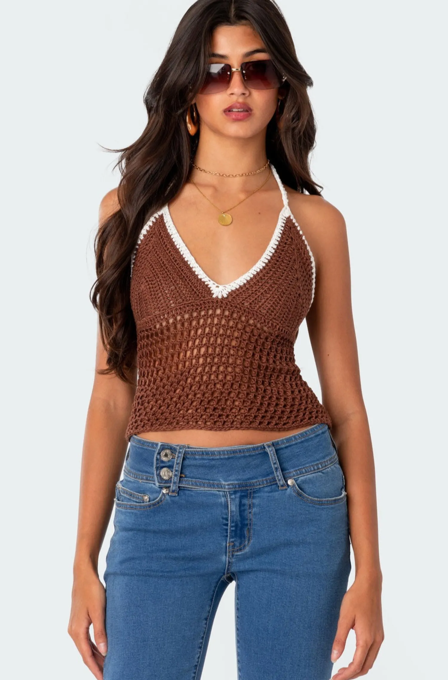 Crop Tops | Knitted Tops*edikted Agnes Crochet Halter Top BROWN