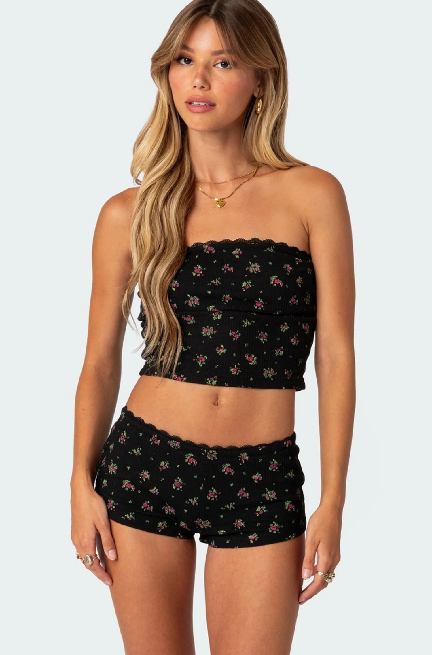 Crop Tops | Strapless Tops*edikted Aislinn Printed Waffle Tube Top MIX