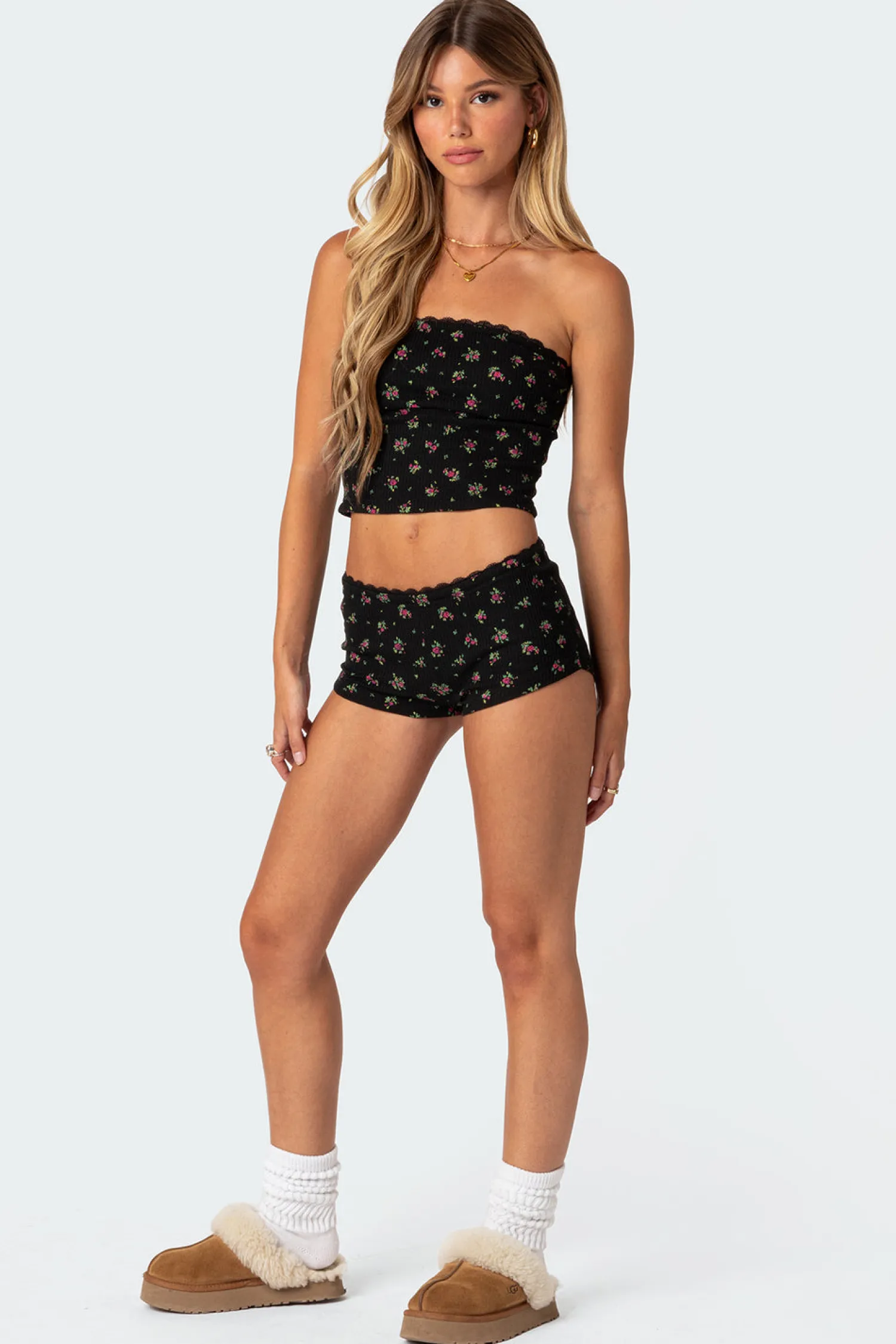 Crop Tops | Strapless Tops*edikted Aislinn Printed Waffle Tube Top MIX