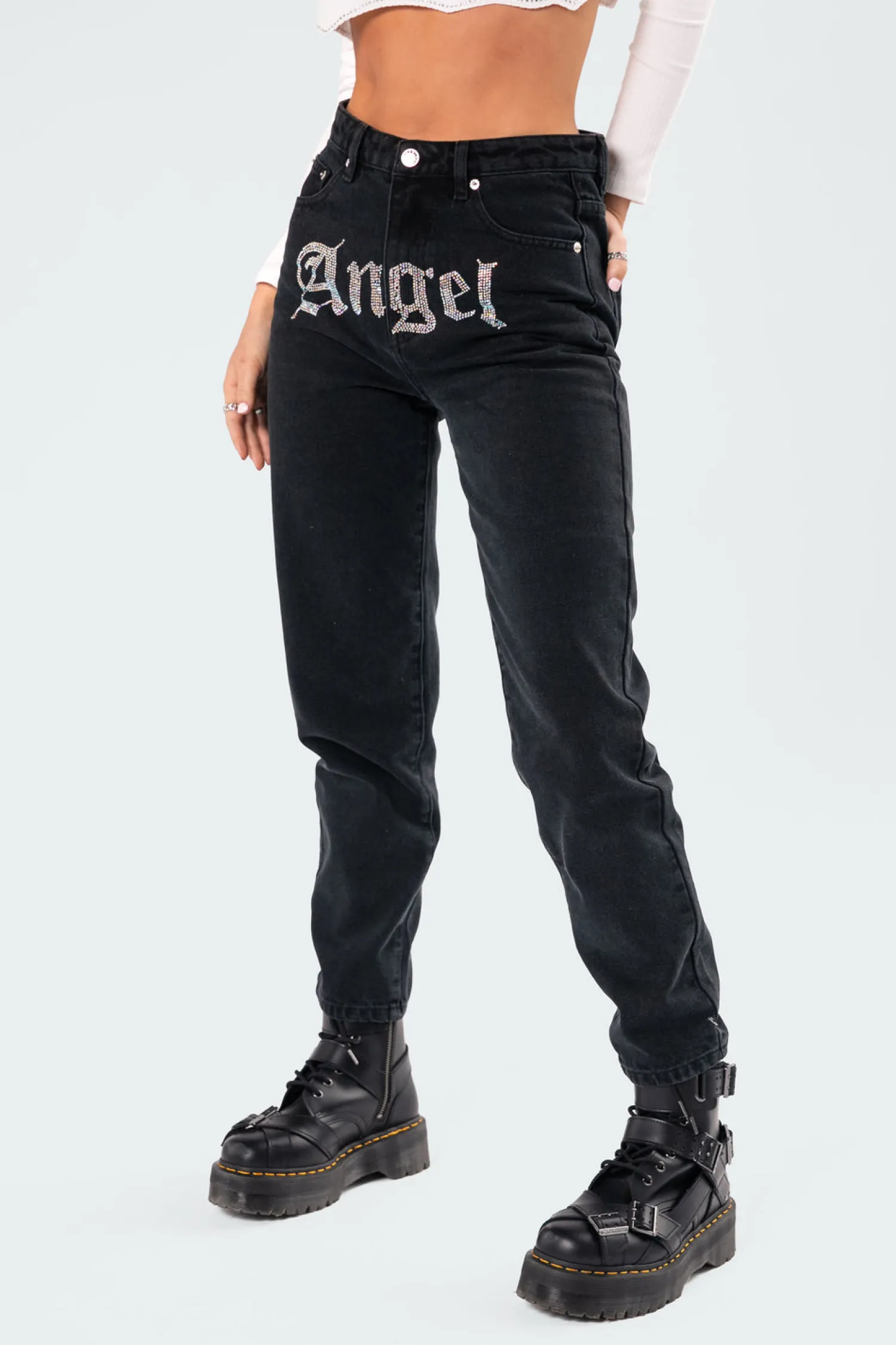 Jeans | Jeans*edikted Angel Diamond Mom Jeans BLACK WASHED