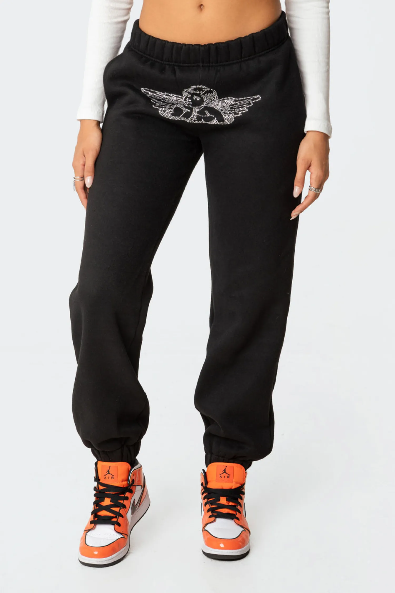 Pants | Pants*edikted Angie Rhinestone Sweatpants BLACK