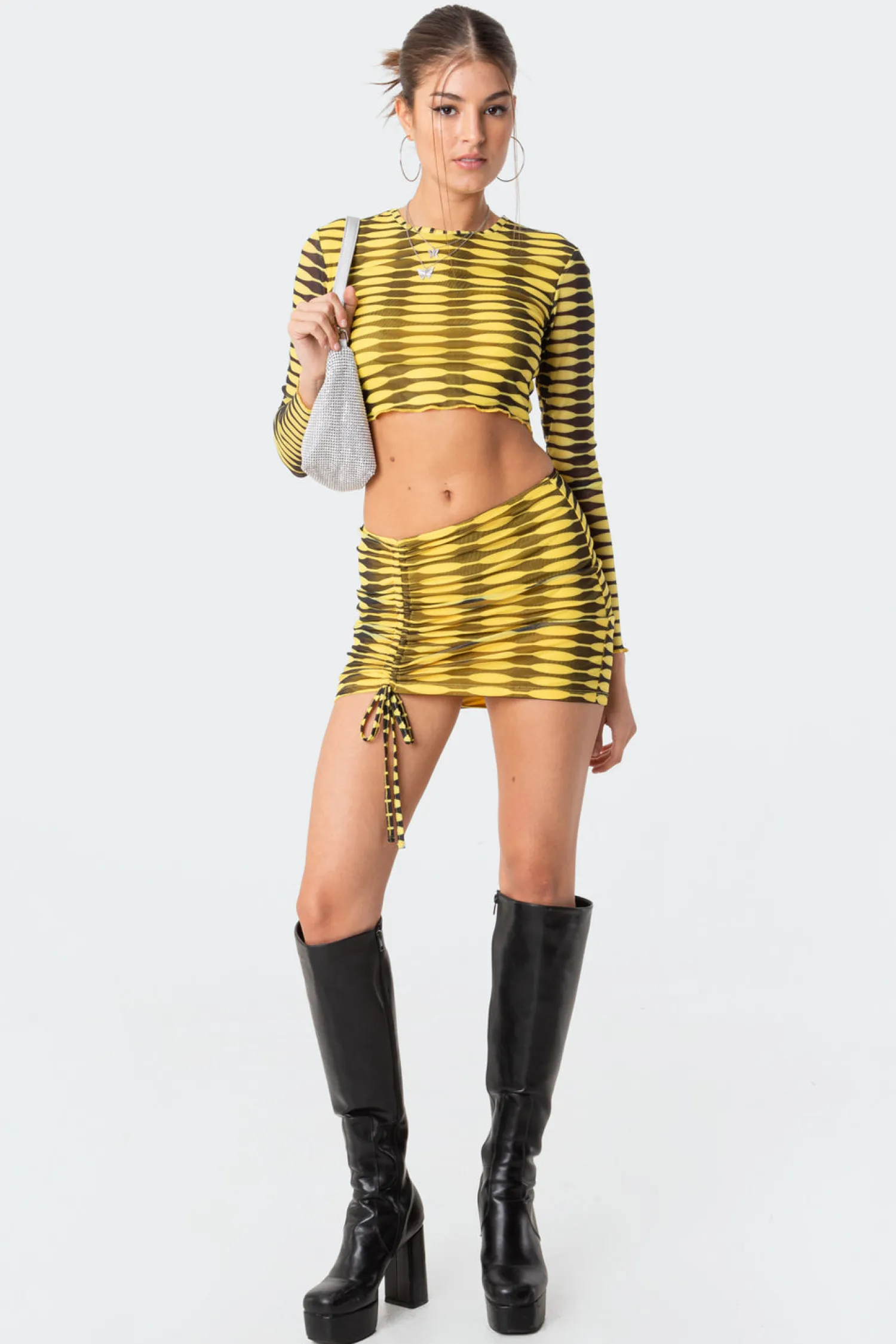 Skirts | Skirts*edikted Anisa Drawstring Mesh Mini Skirt YELLOW