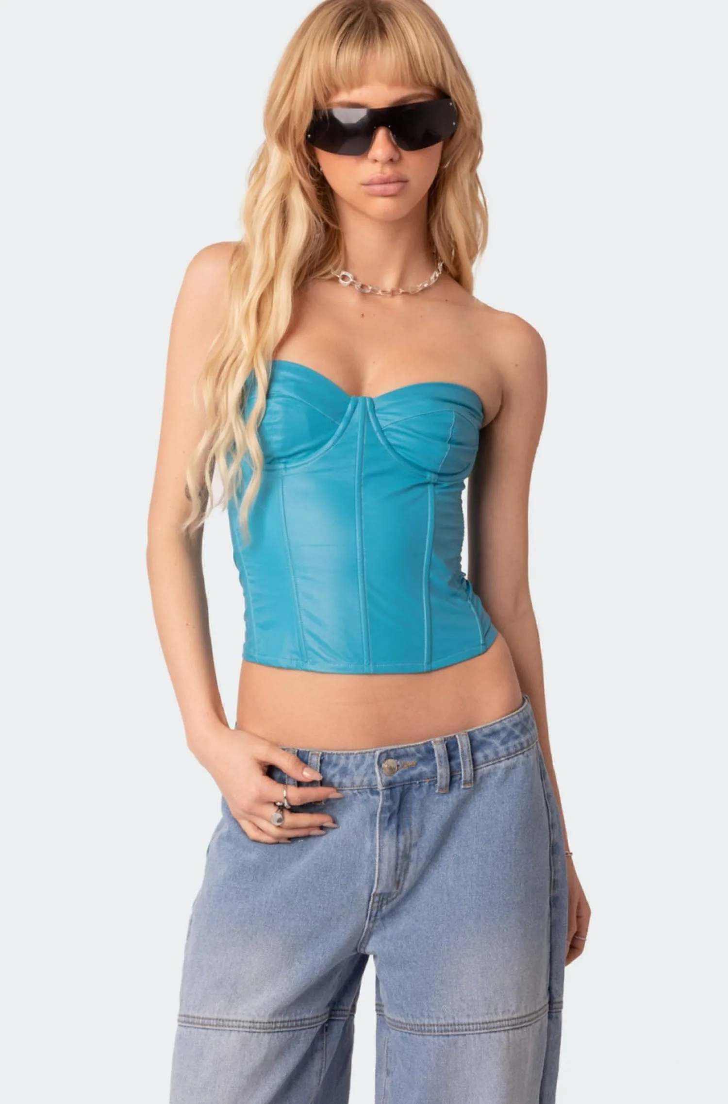 Corsets | Corsets*edikted Aniyah Faux Leather Corset TURQUOISE