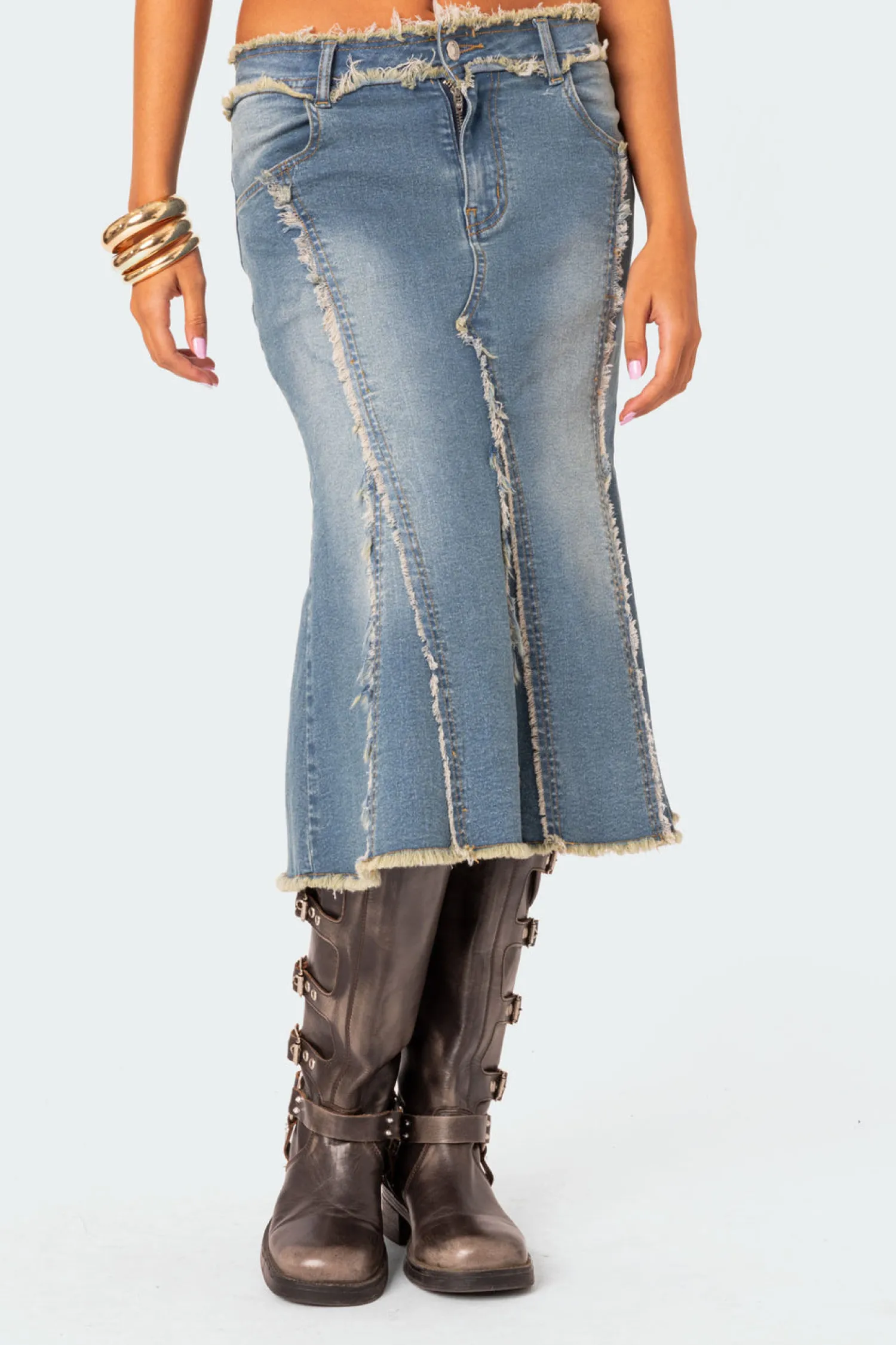 Skirts | Skirts*edikted Arabella Distressed Denim Midi Skirt BLUE WASHED