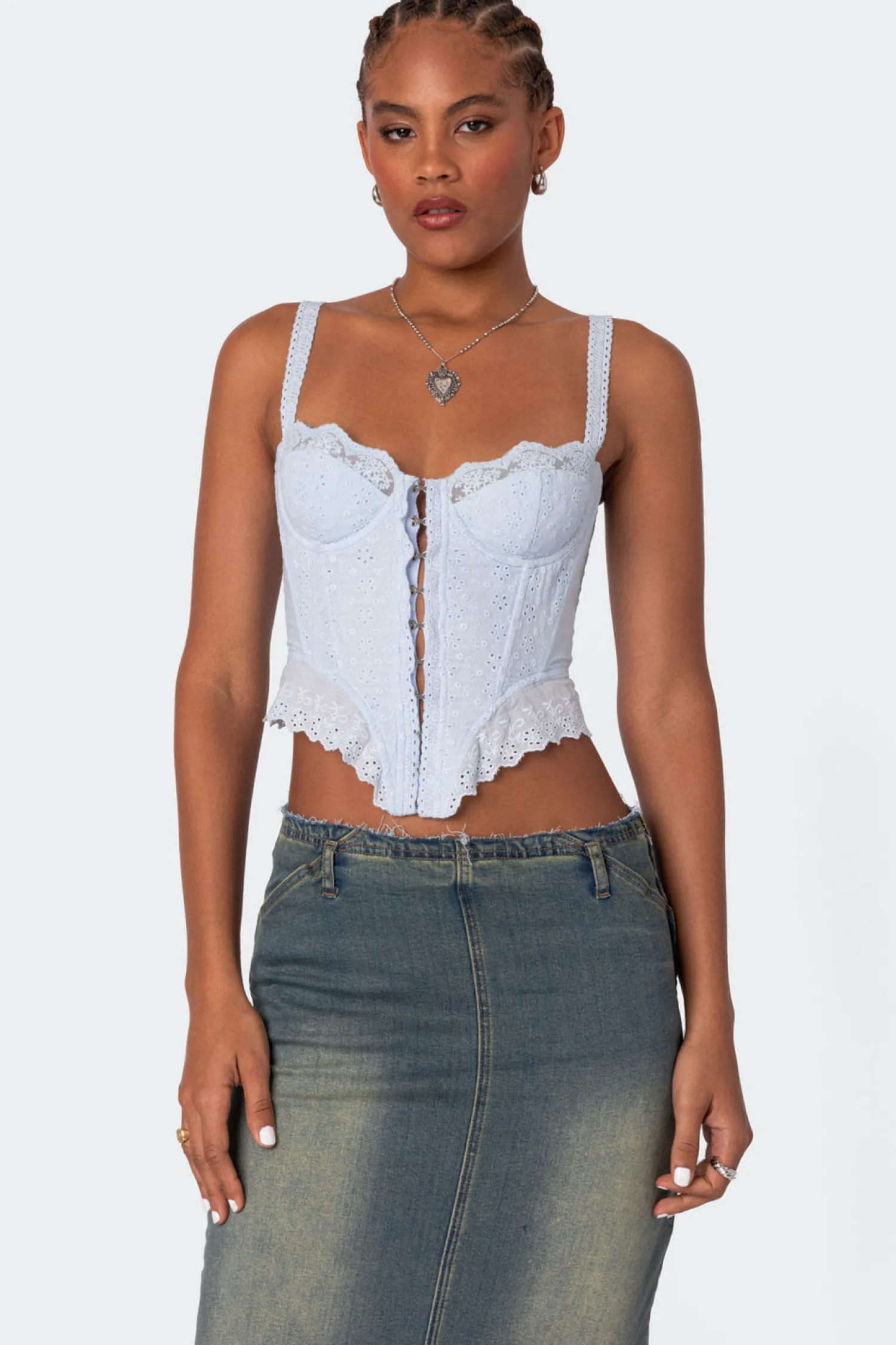 Corsets | Corsets*edikted Asteria Eyelet Corset LIGHT BLUE