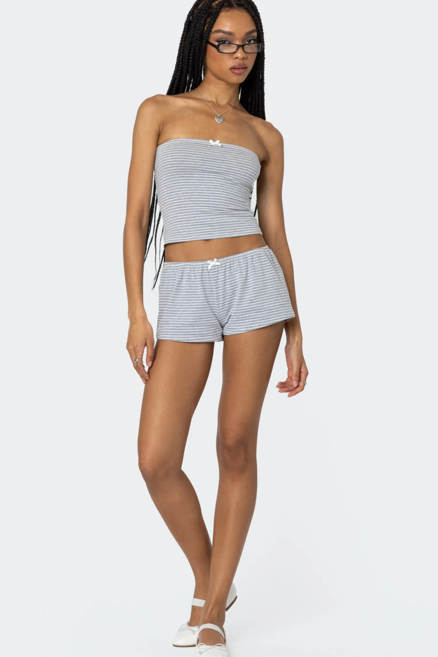 Shorts | Shorts*edikted Astor Striped Shorts GRAY AND WHITE