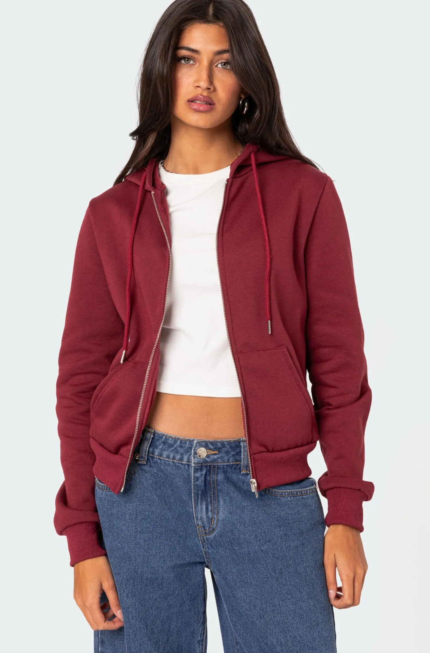 Hoodies & Sweatshirts | Hoodies & Sweatshirts*edikted Avery Zip Up Hoodie BURGUNDY