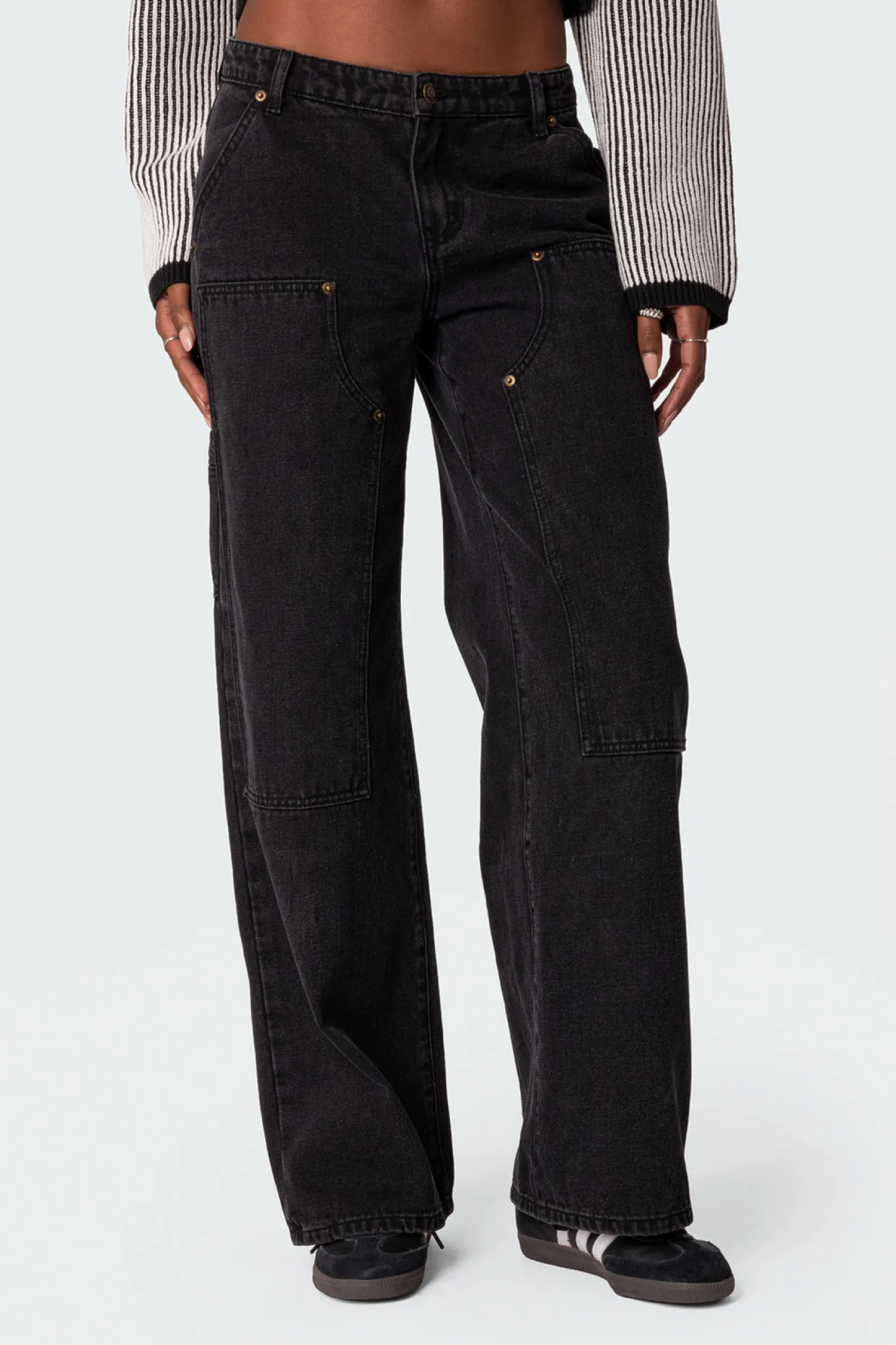 Jeans | Jeans*edikted Ayla Low Rise Carpenter Jeans BLACK WASHED