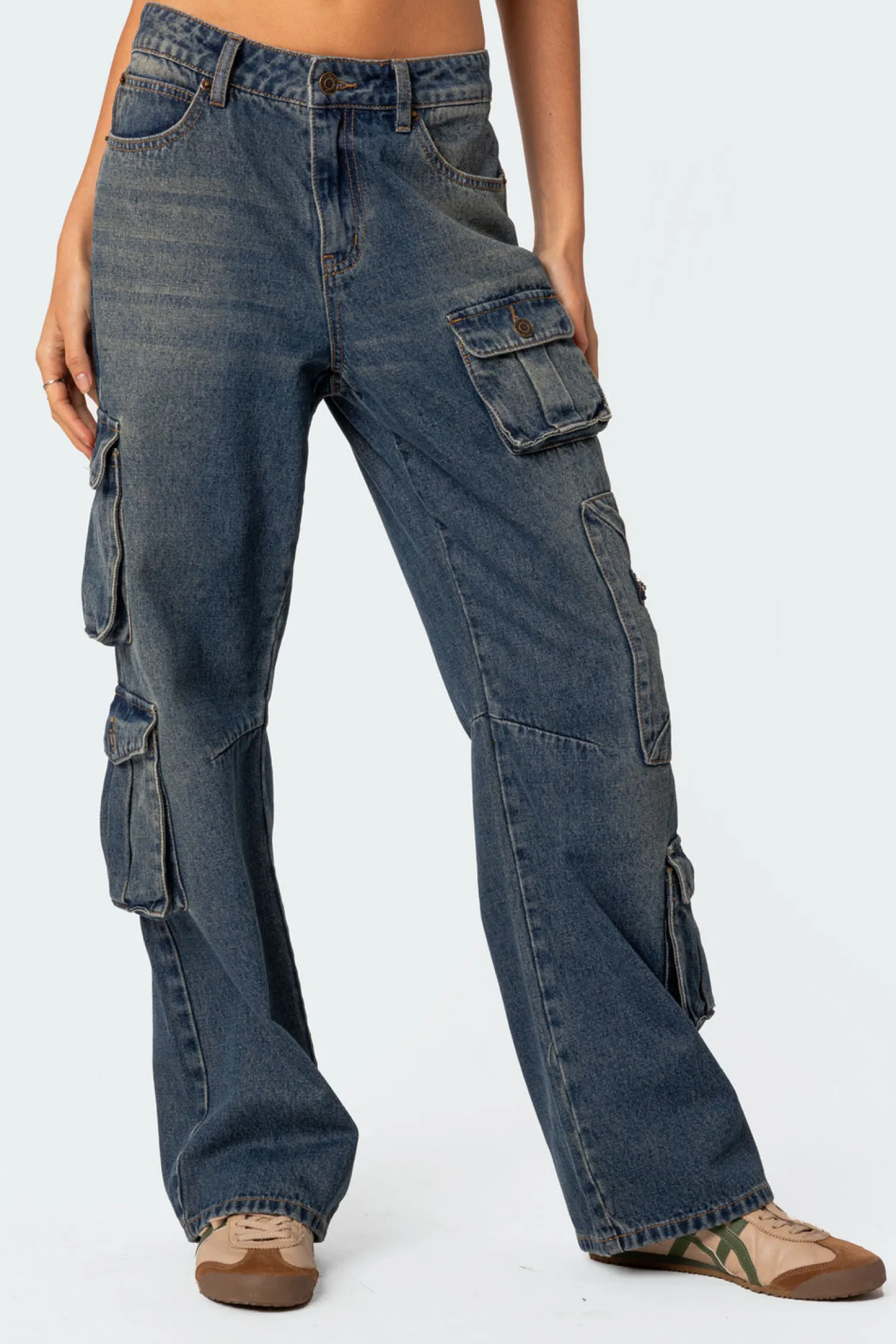 Jeans | Jeans*edikted Baggy Boyfriend Cargo Jeans BLUE WASHED