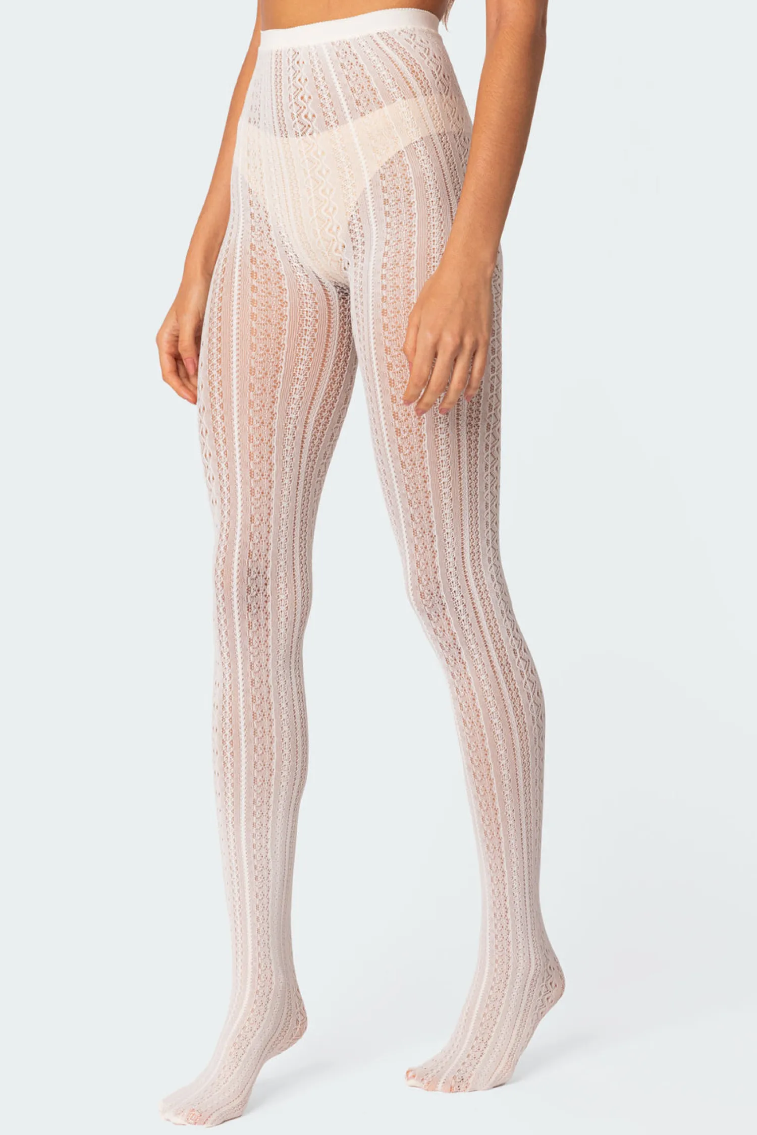 Socks & Tights*edikted Belle Lacey Tights WHITE