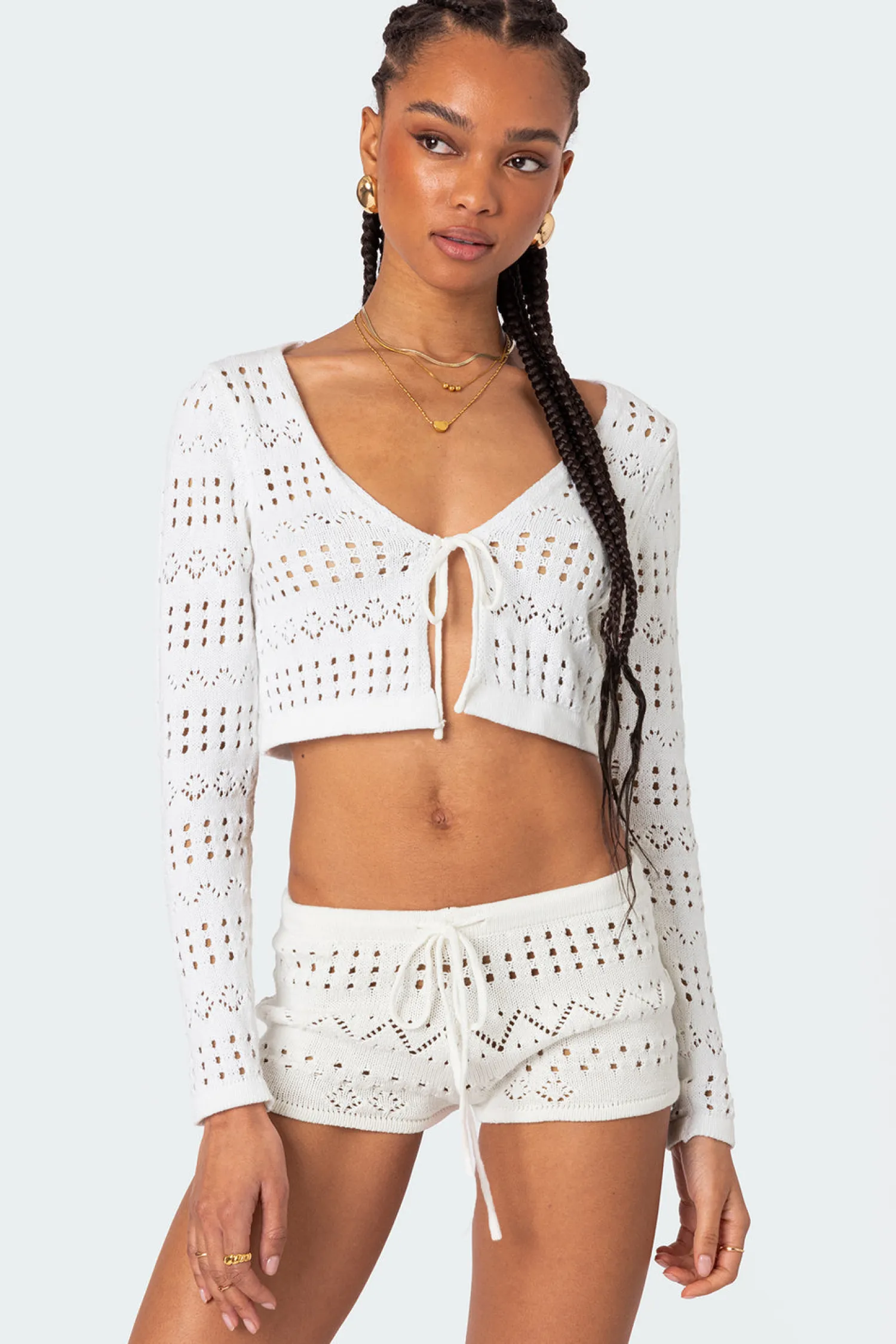 Crop Tops | Sweaters & Cardigans*edikted Betsy Tie Front Knitted Cardigan WHITE