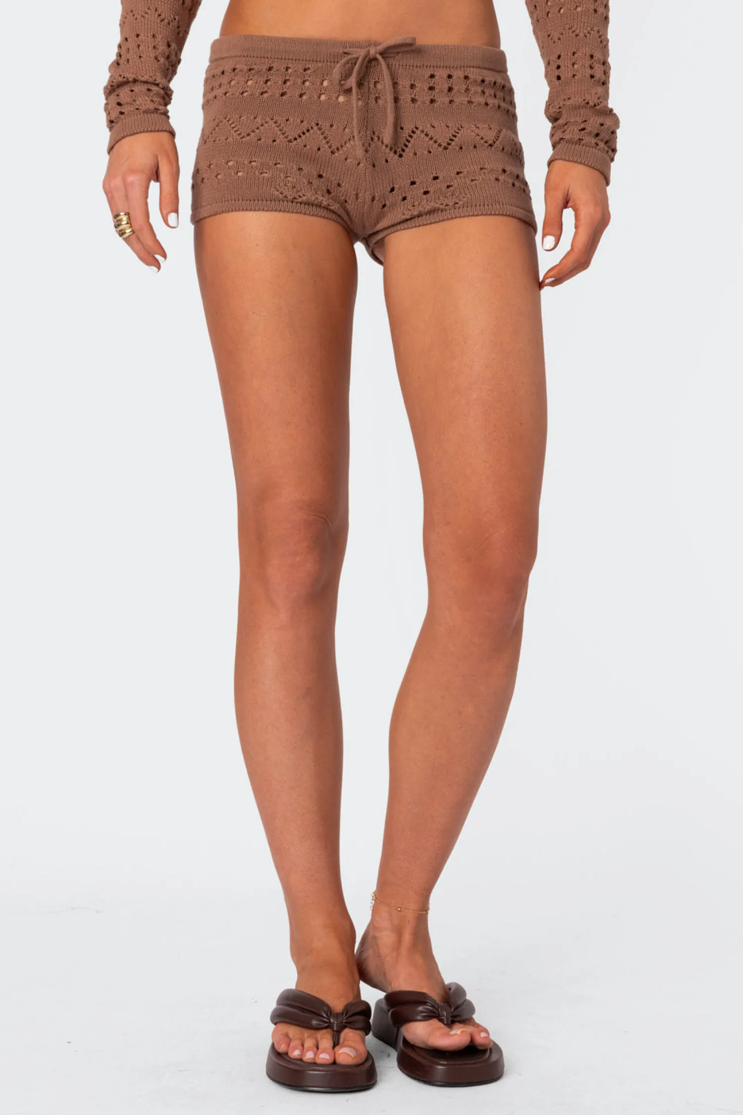 Shorts | Shorts*edikted Betsy Tie Front Knitted Shorts BROWN