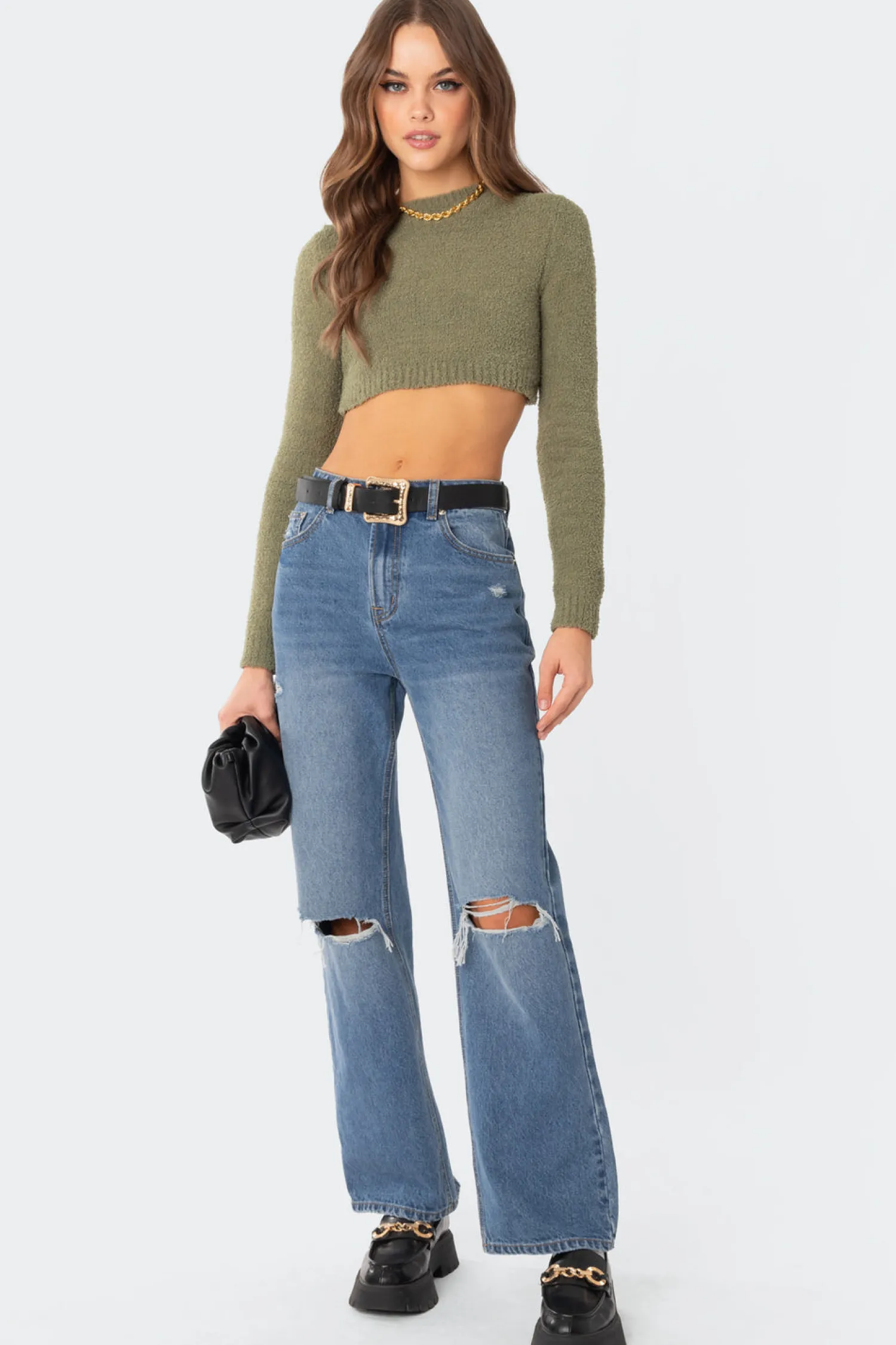 Crop Tops | Sweaters & Cardigans*edikted Blaire Super Soft Cropped Sweater GREEN