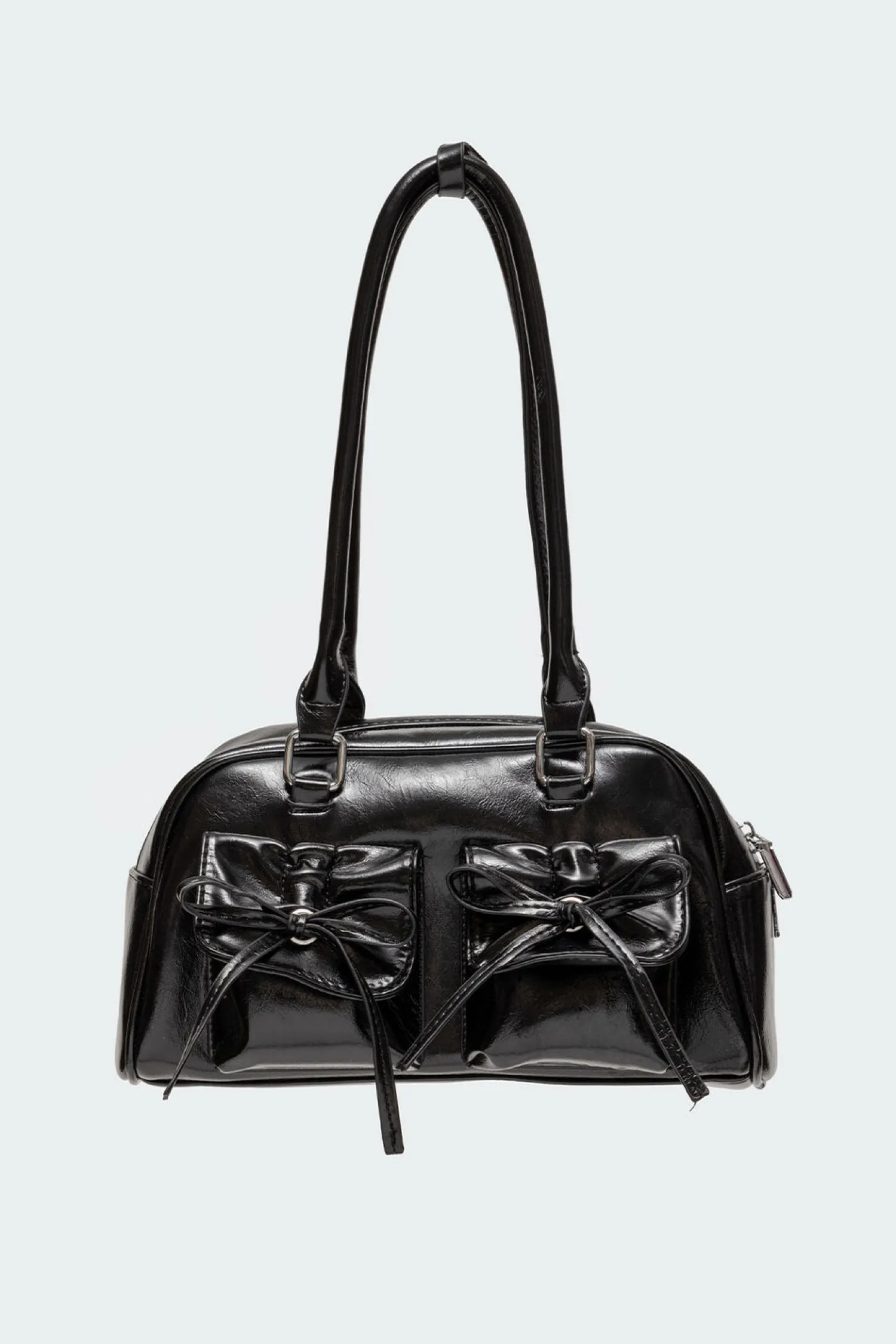 Bags*edikted Bow Pocket Faux Leather Shoulder Bag BLACK