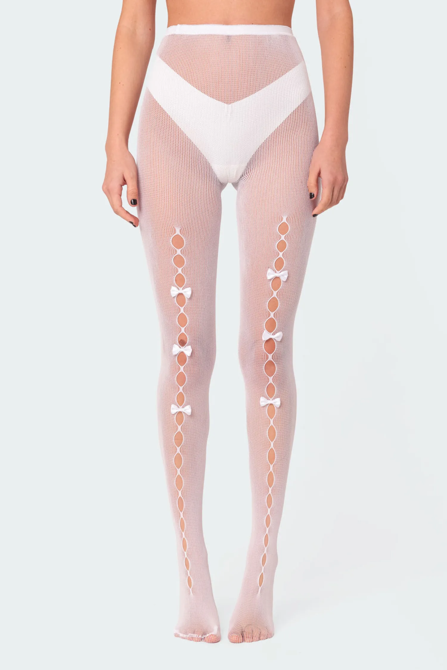 Socks & Tights*edikted Bowtie Cutout Tights WHITE