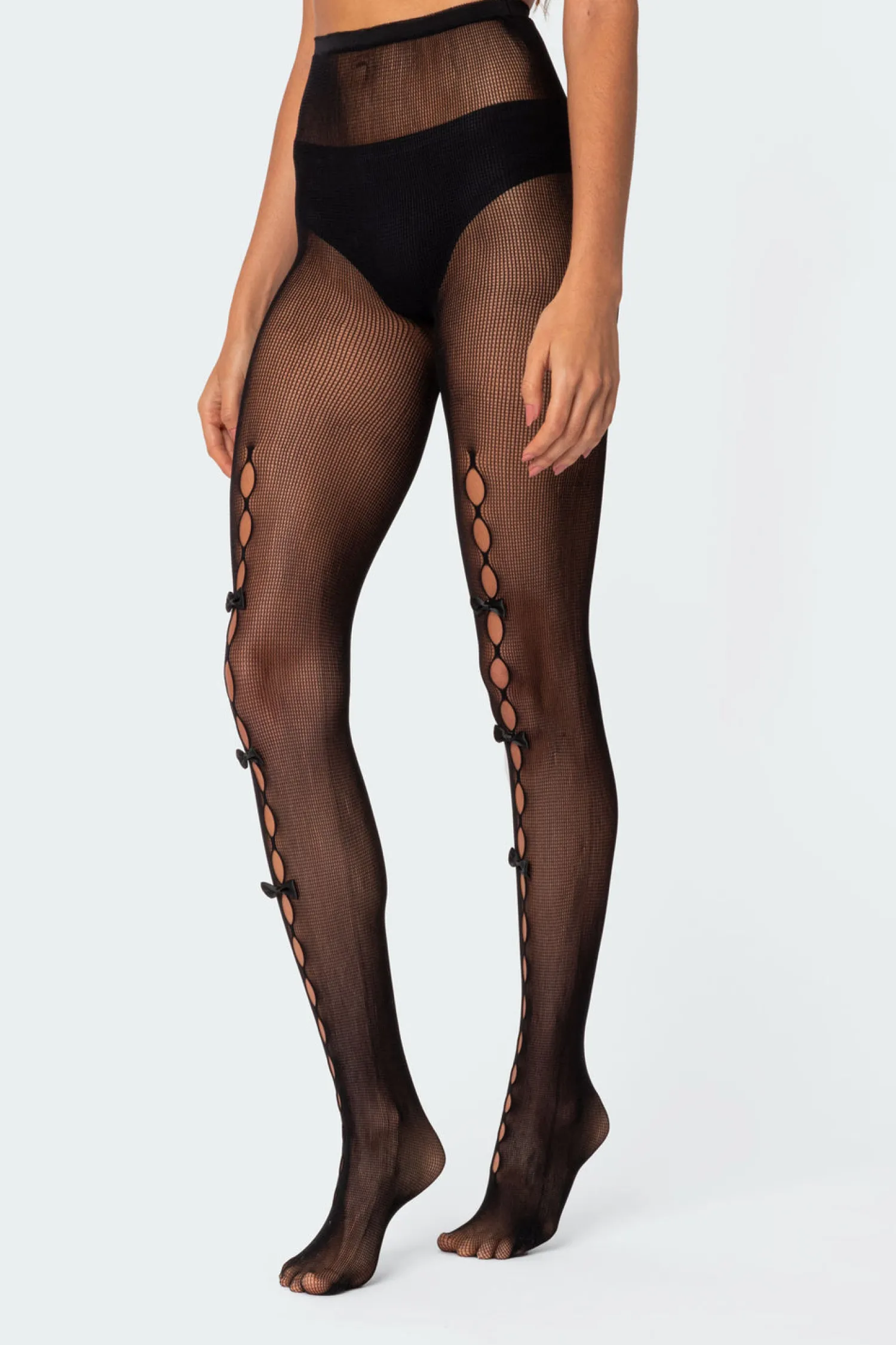 Socks & Tights*edikted Bowtie Cutout Tights BLACK