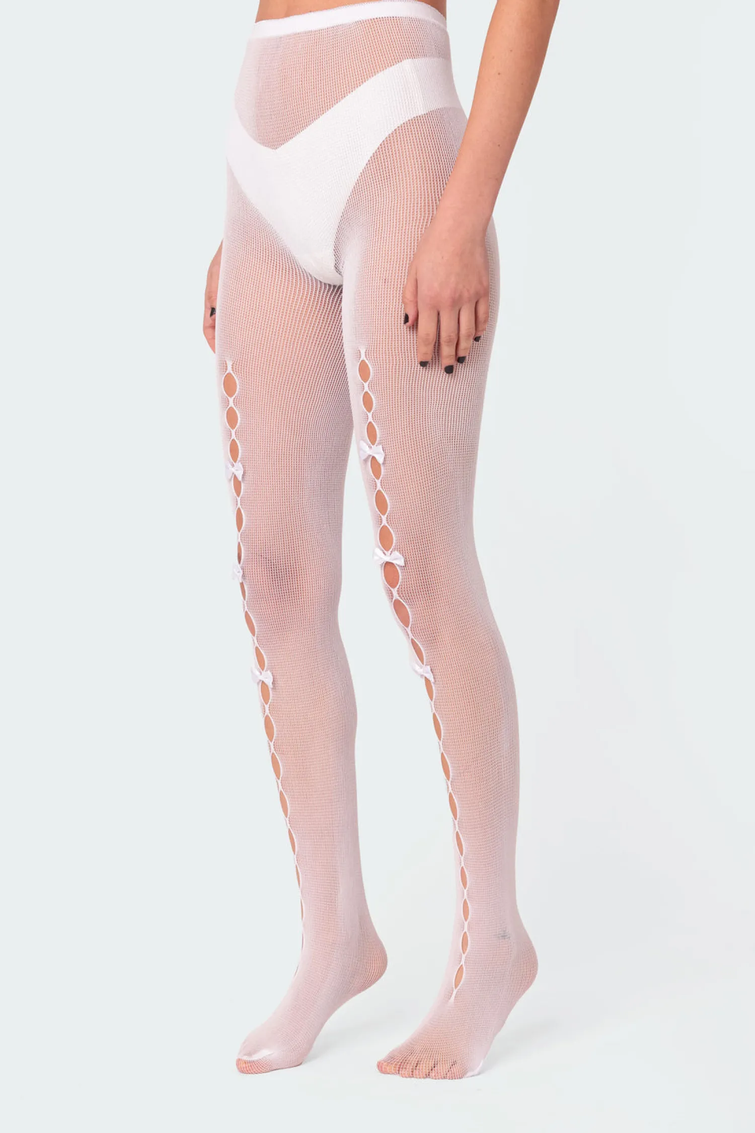 Socks & Tights*edikted Bowtie Cutout Tights WHITE