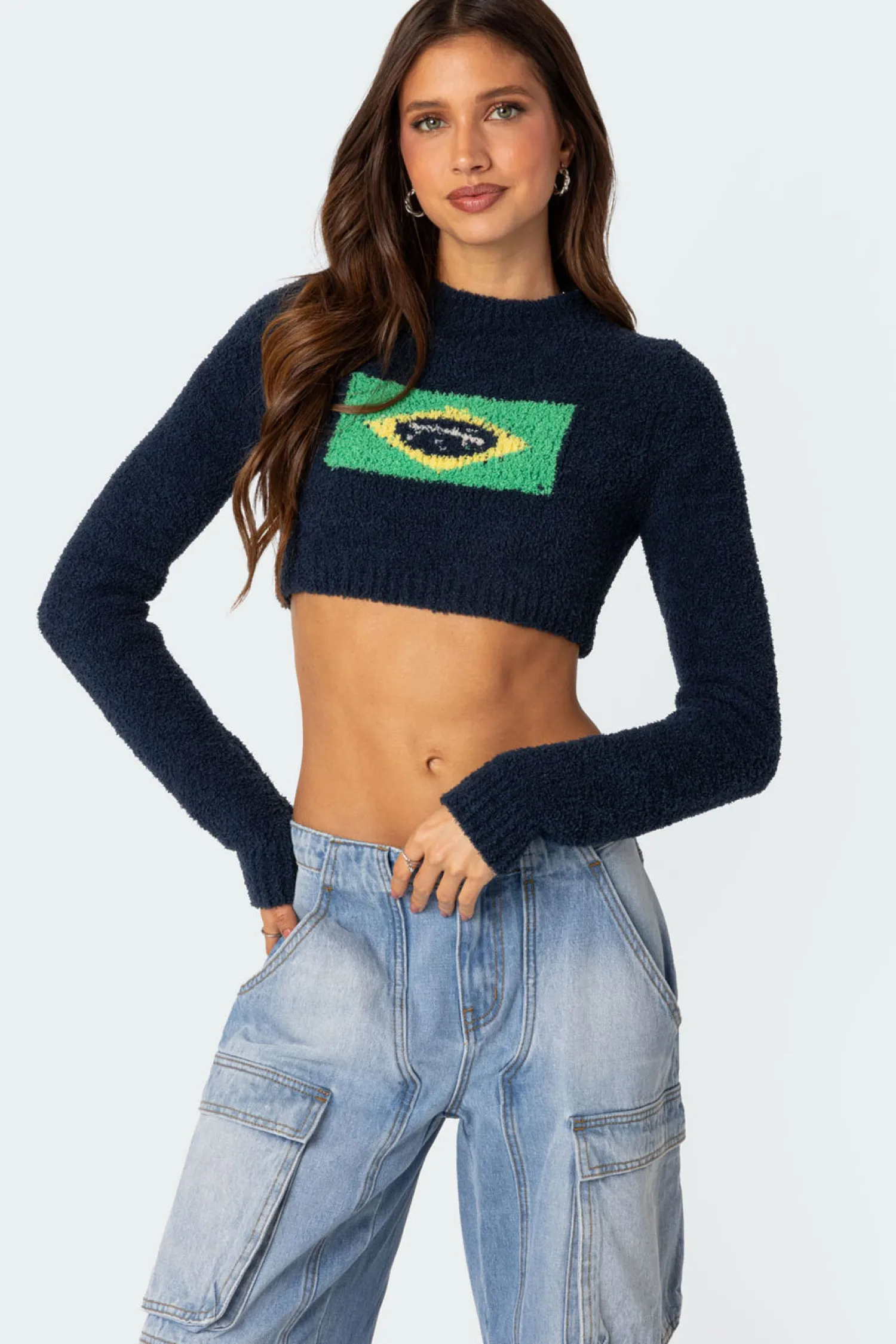 Crop Tops | Sweaters & Cardigans*edikted Brasil Cropped Sweater NAVY