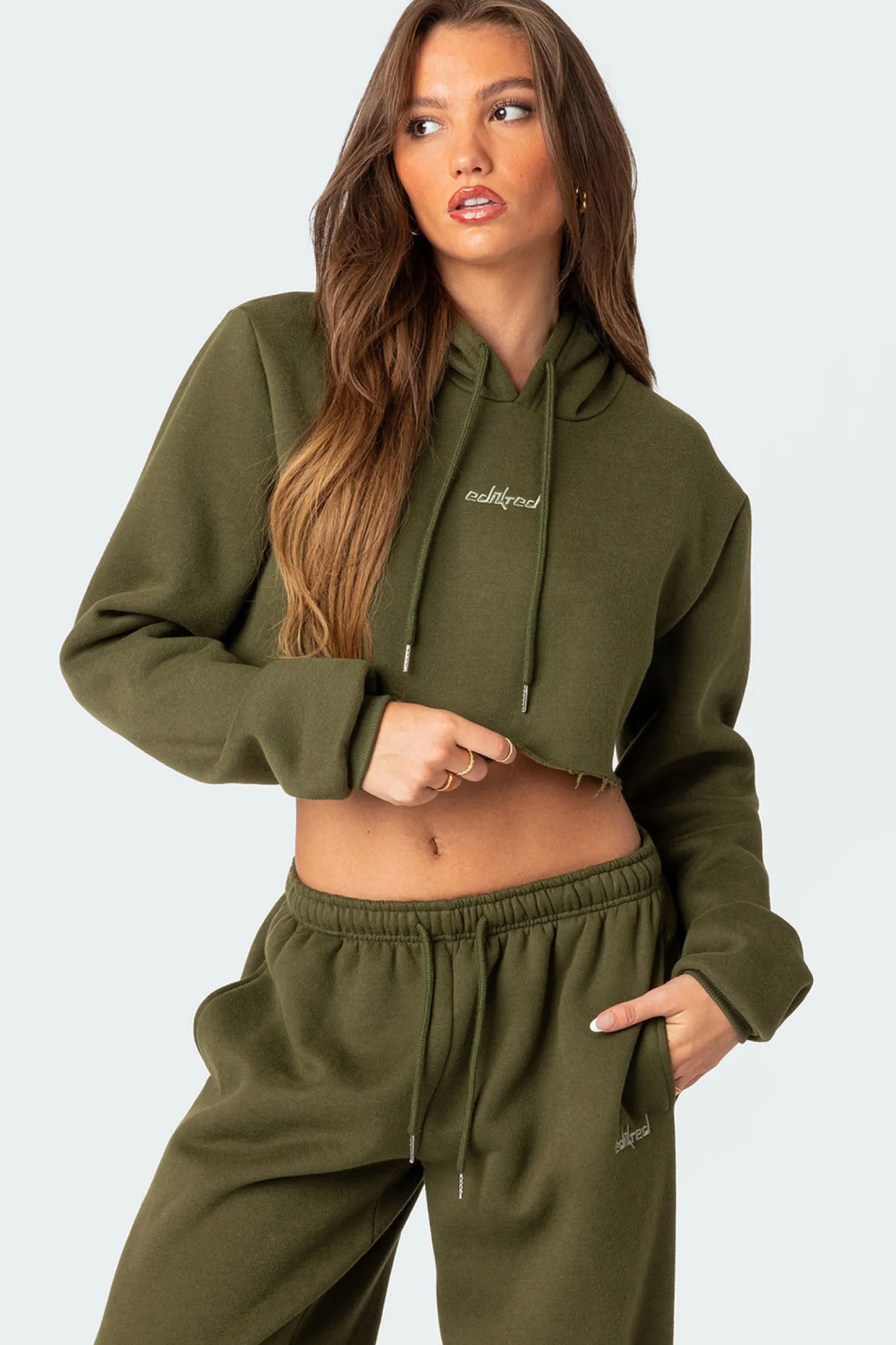 Crop Tops | Hoodies & Sweatshirts*edikted Brenna Cropped Hoodie OLIVE