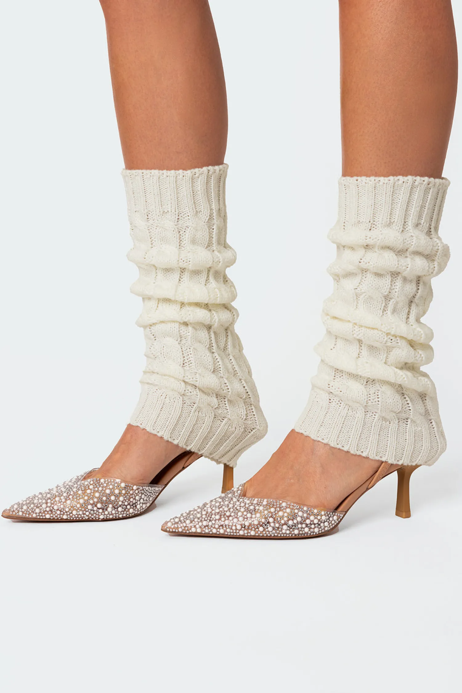 Socks & Tights*edikted Cable Knit Leg Warmers CREAM