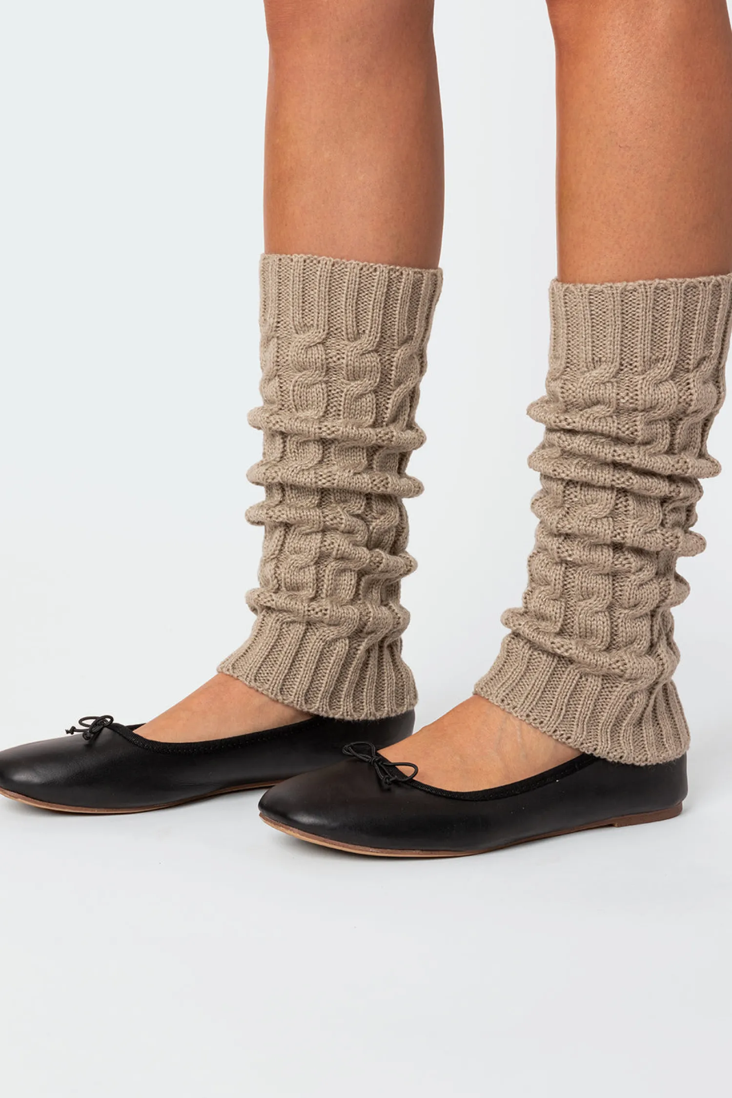 Socks & Tights*edikted Cable Knit Leg Warmers TAUPE