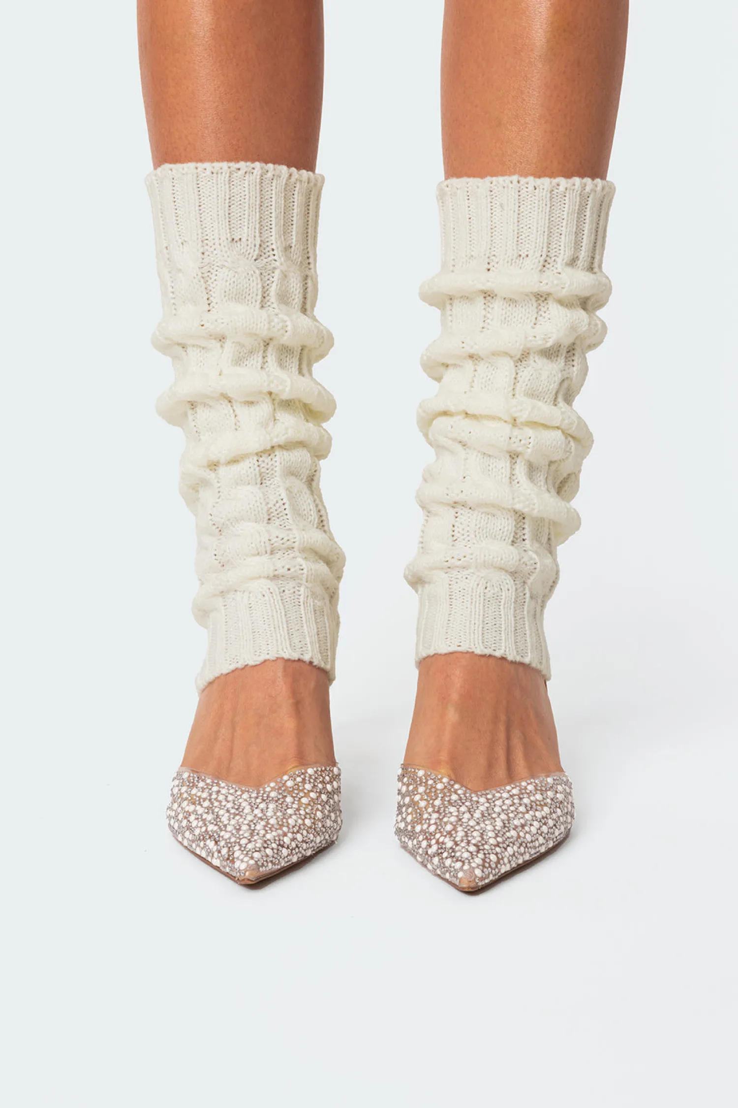 Socks & Tights*edikted Cable Knit Leg Warmers CREAM