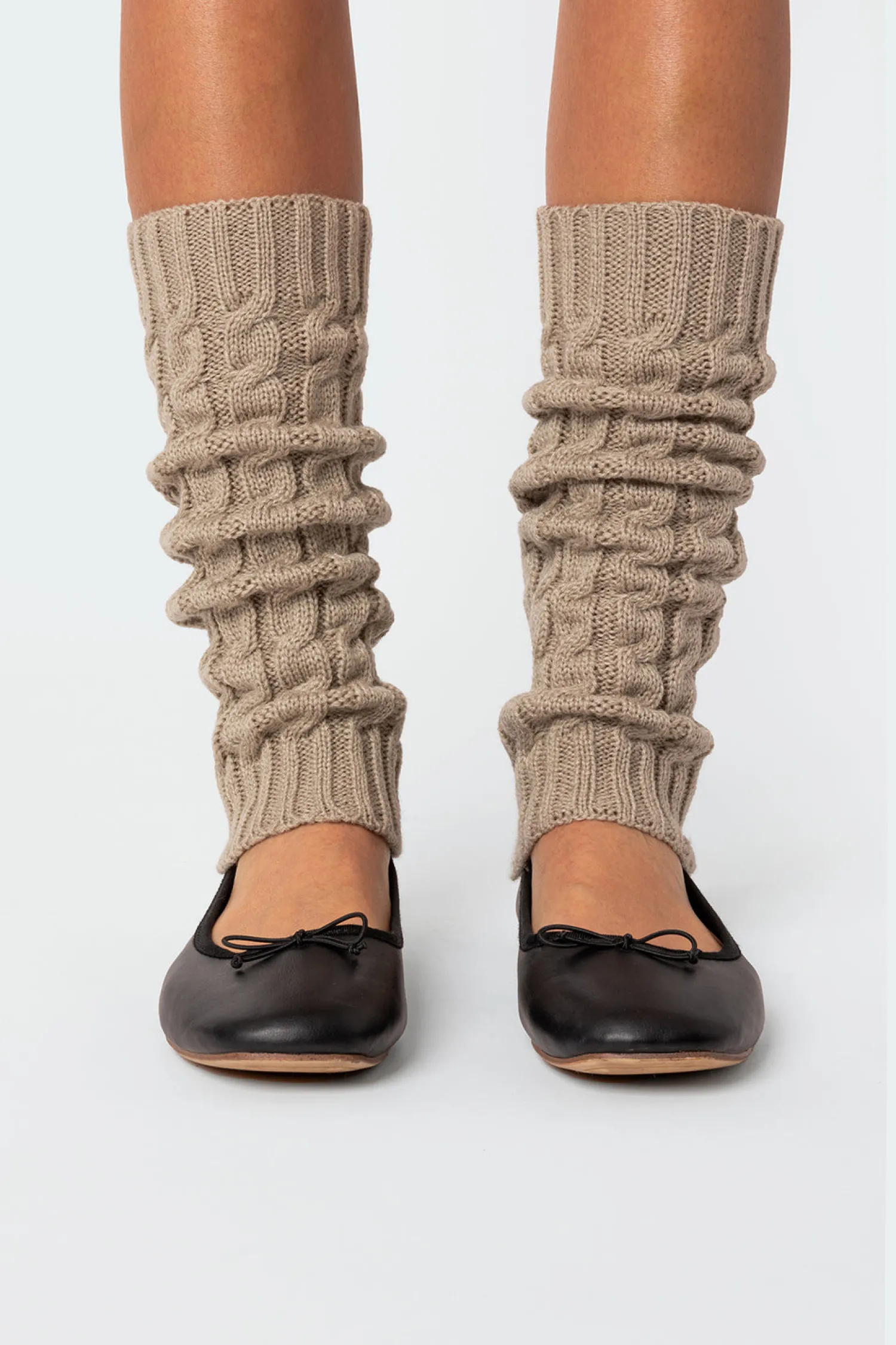 Socks & Tights*edikted Cable Knit Leg Warmers TAUPE