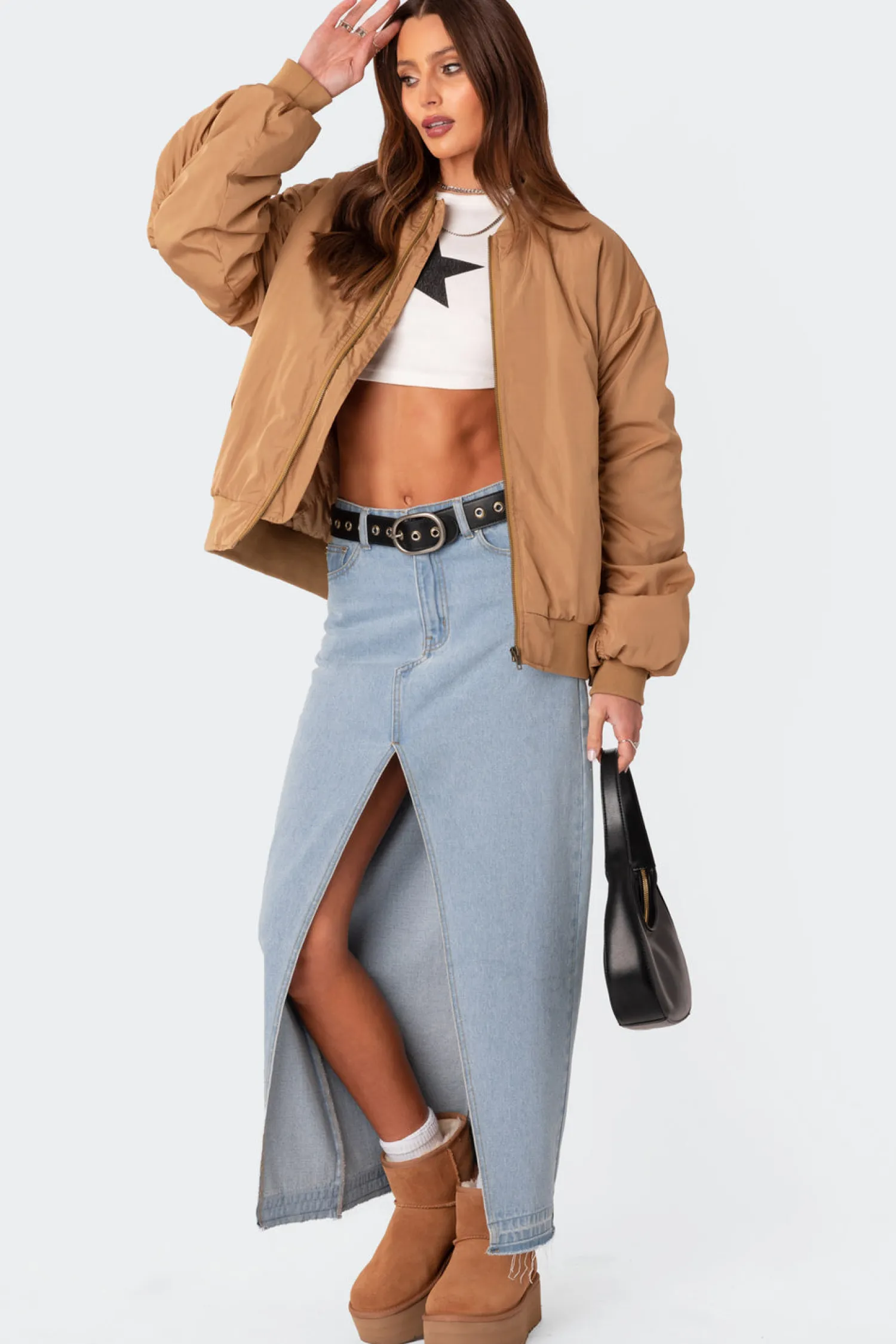 Jackets & Coats*edikted Cala Ruched Oversized Bomber Jacket CAMEL