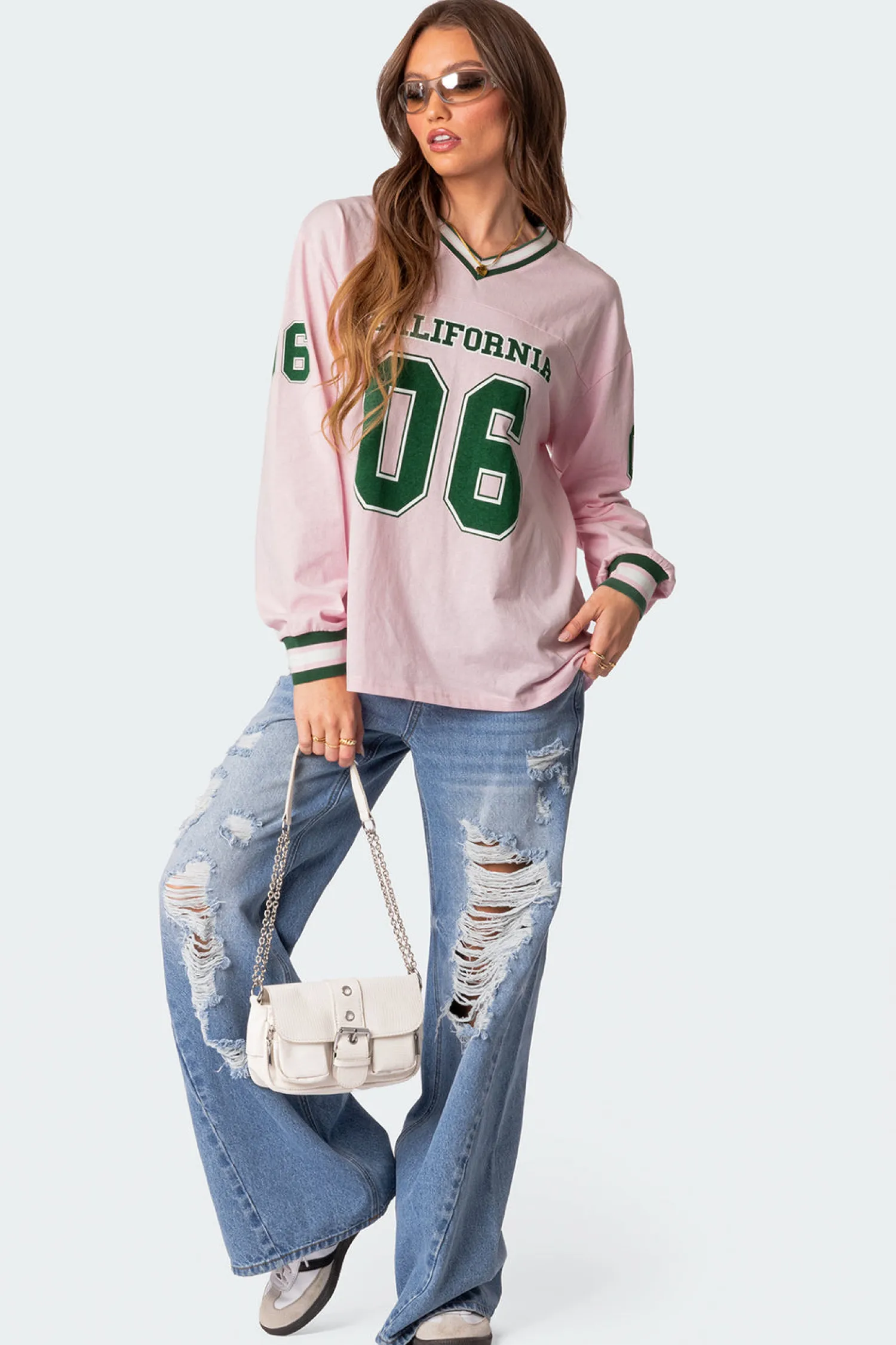 Long Sleeve Tops | T-Shirts*edikted Cali Oversized Baseball T Shirt LIGHT PINK