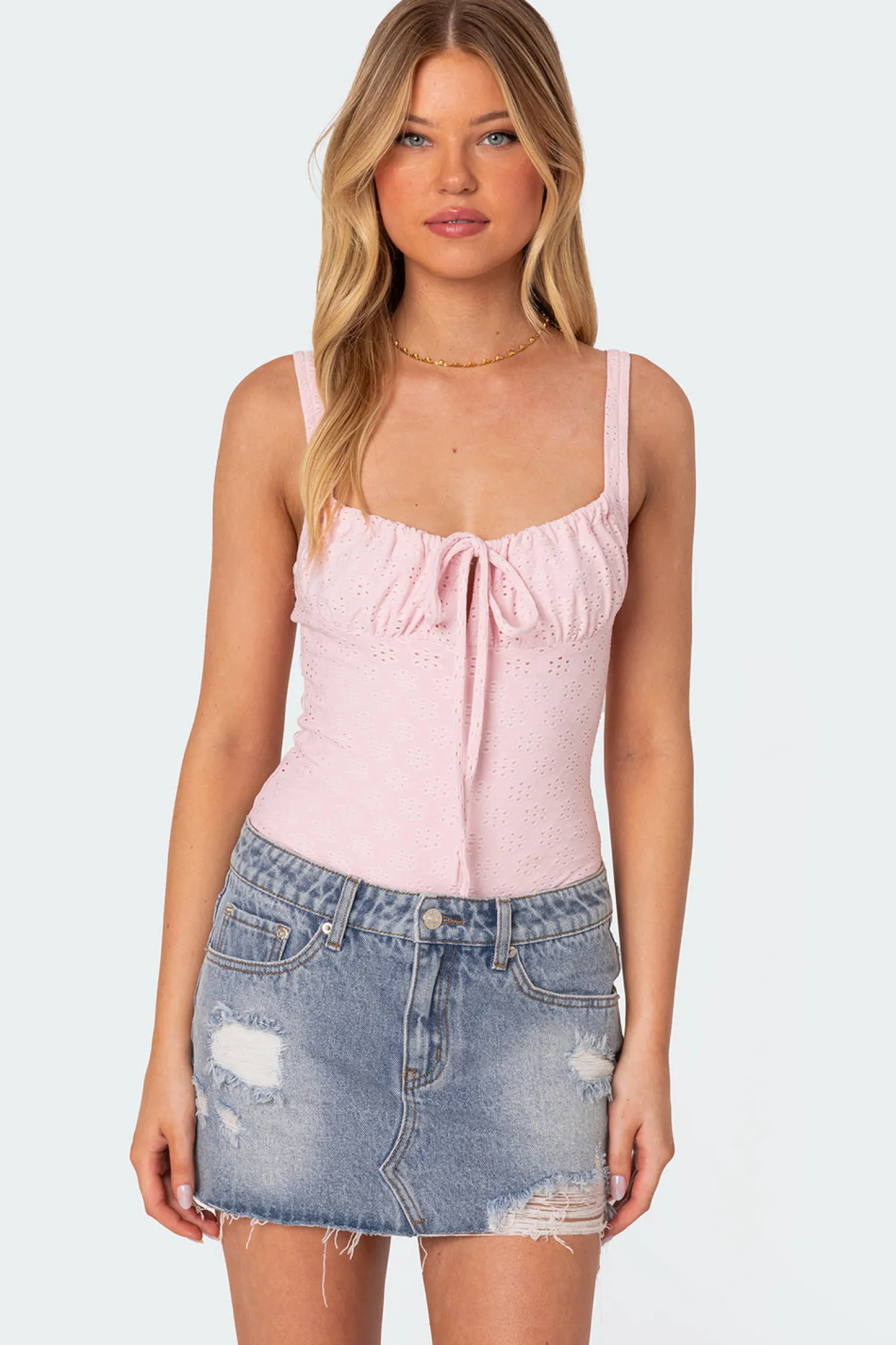 Bodysuits | Bodysuits*edikted Carol Eyelet Bodysuit PINK