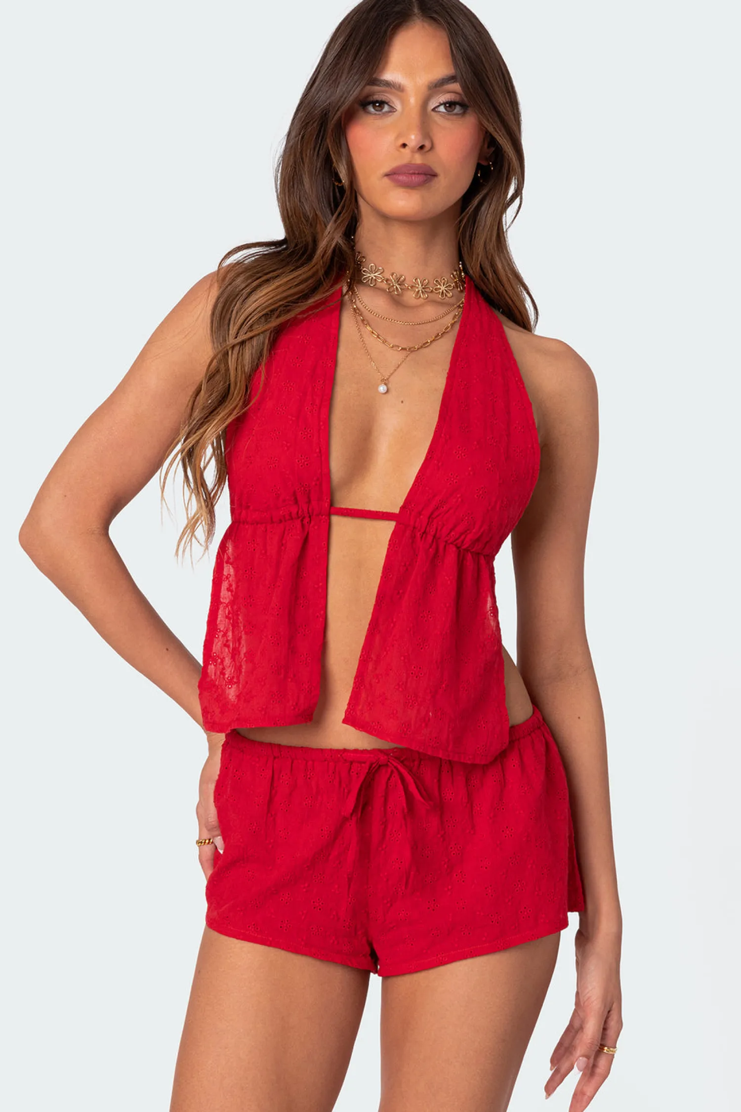 Cover Ups | Cover Ups*edikted Cayenne Eyelet Split Front Top RED