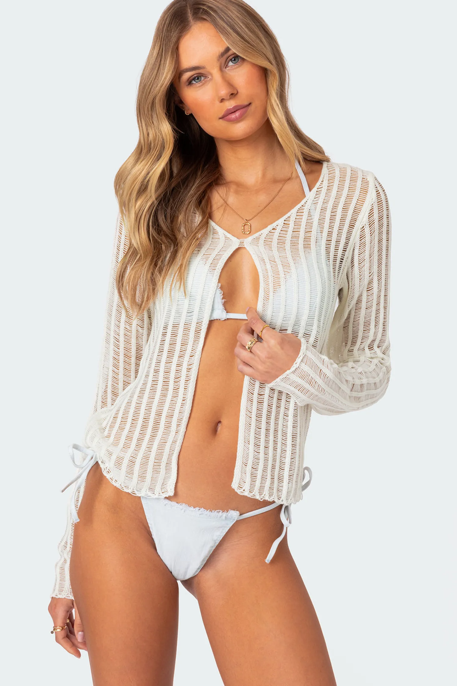 Sweaters & Cardigans | Long Sleeve Tops*edikted Cayla Sheer Knit Cardigan CREAM