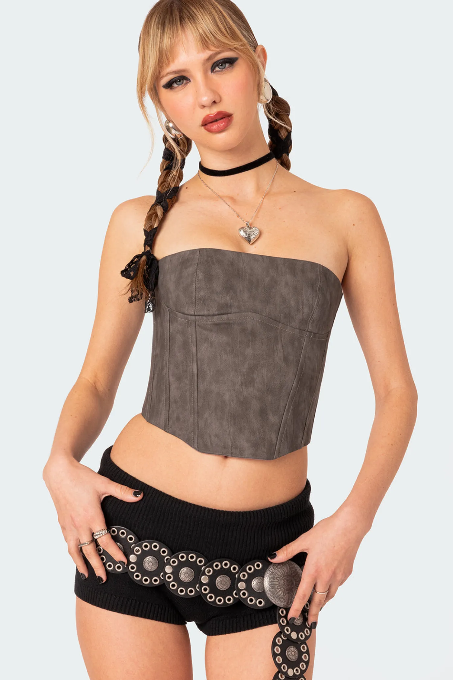 Corsets | Corsets*edikted Christa Washed Faux Leather Corset GRAY