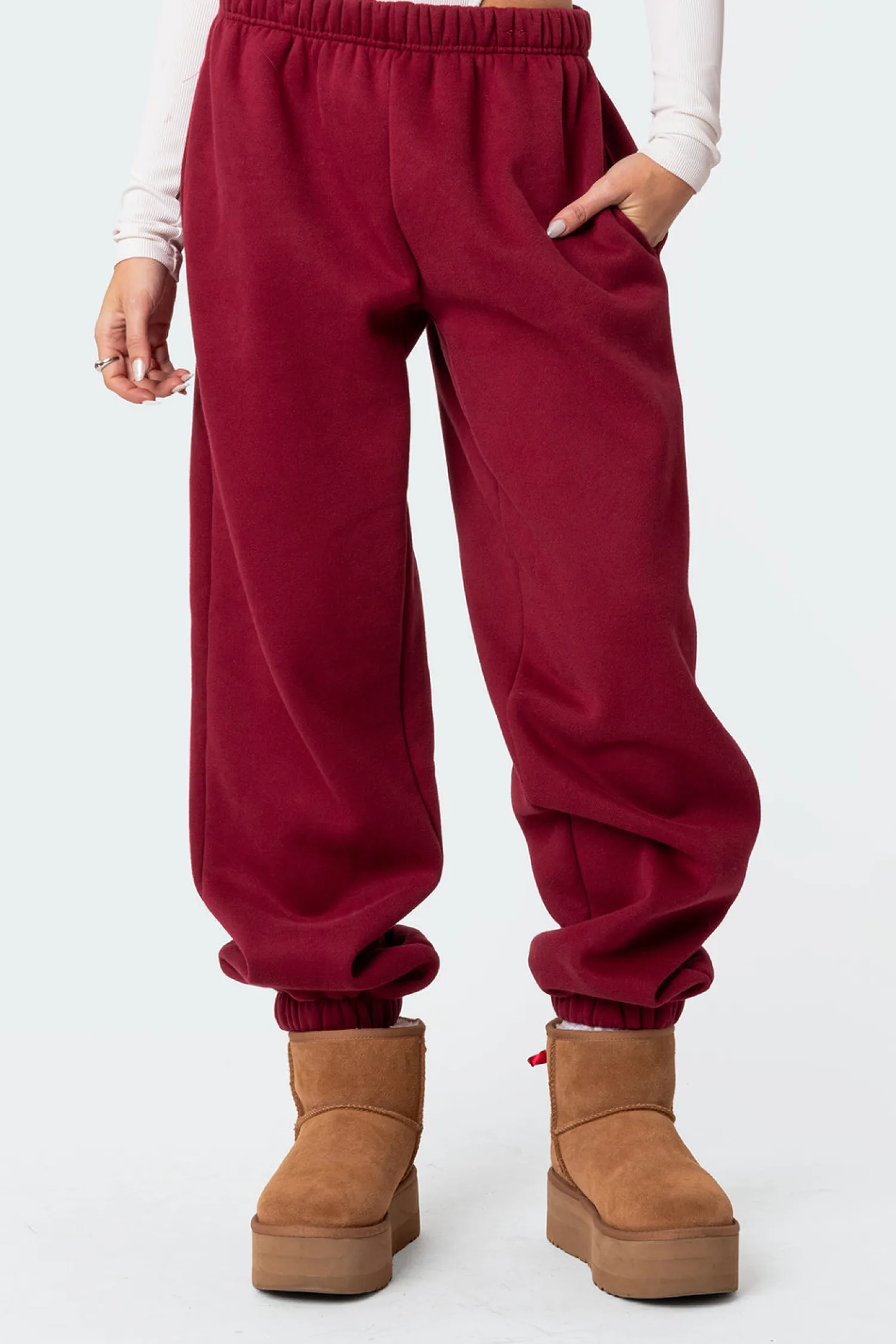 Pants | Pants*edikted Clark Oversized Sweatpants BURGUNDY