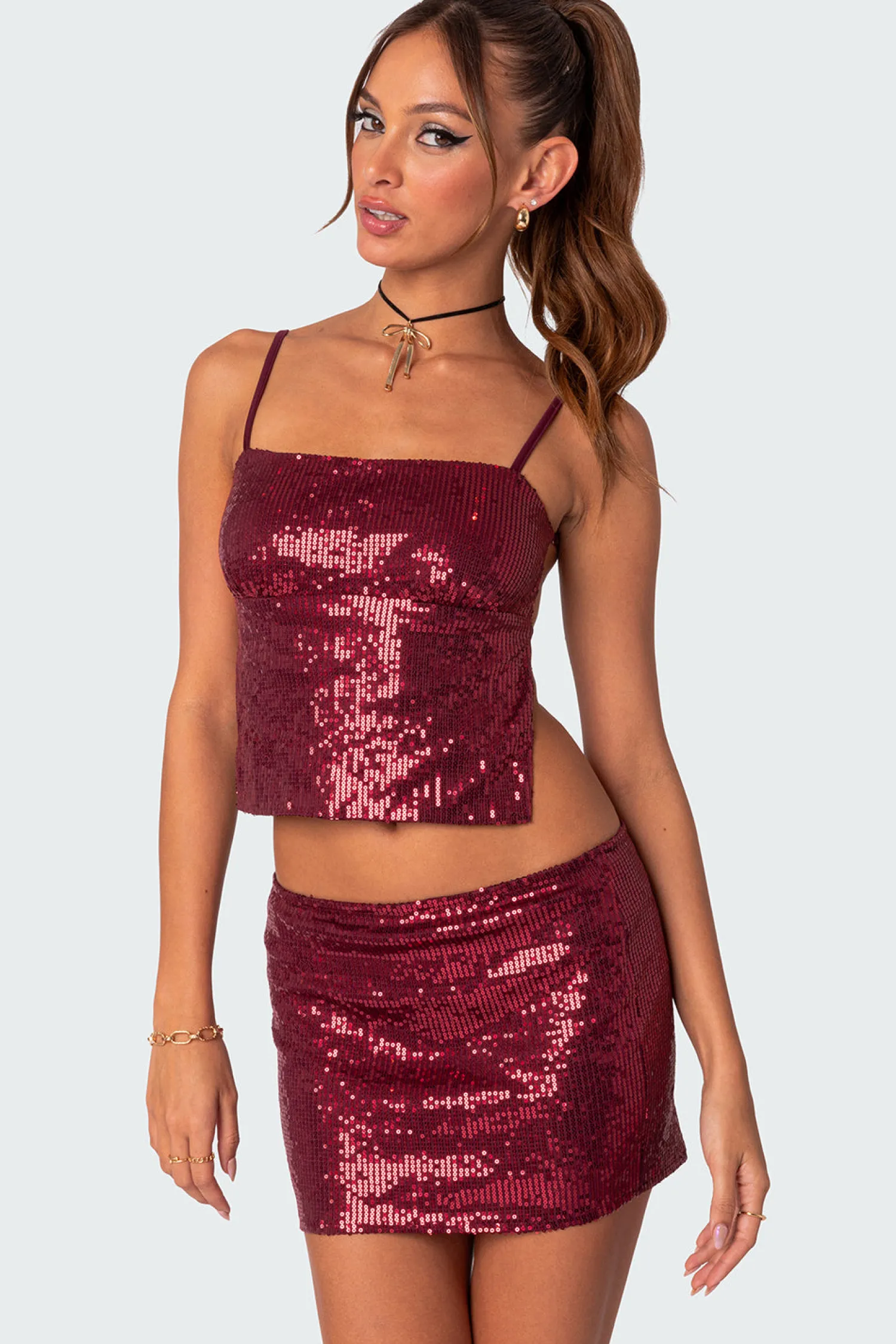 Crop Tops | Tops*edikted Cosmo Open Back Sequin Top BORDU