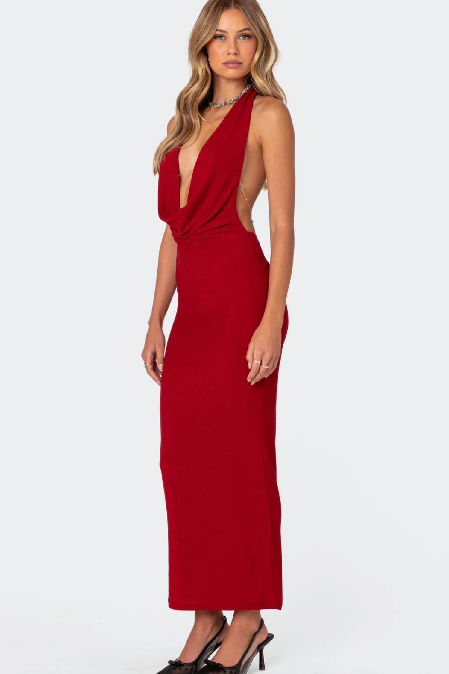 Maxi Dresses | Dresses*edikted Cowl Neck Open Back Maxi Dress RED