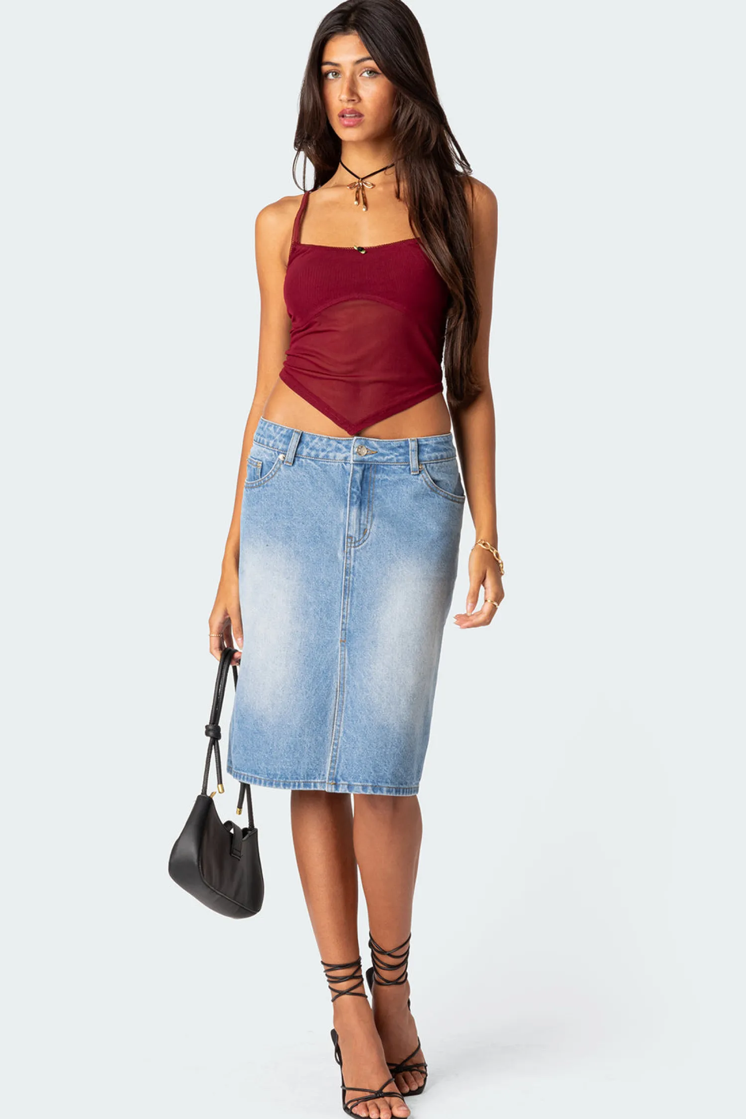 Crop Tops | Tank Tops*edikted Cressida Sheer Mesh Tank Top BURGUNDY