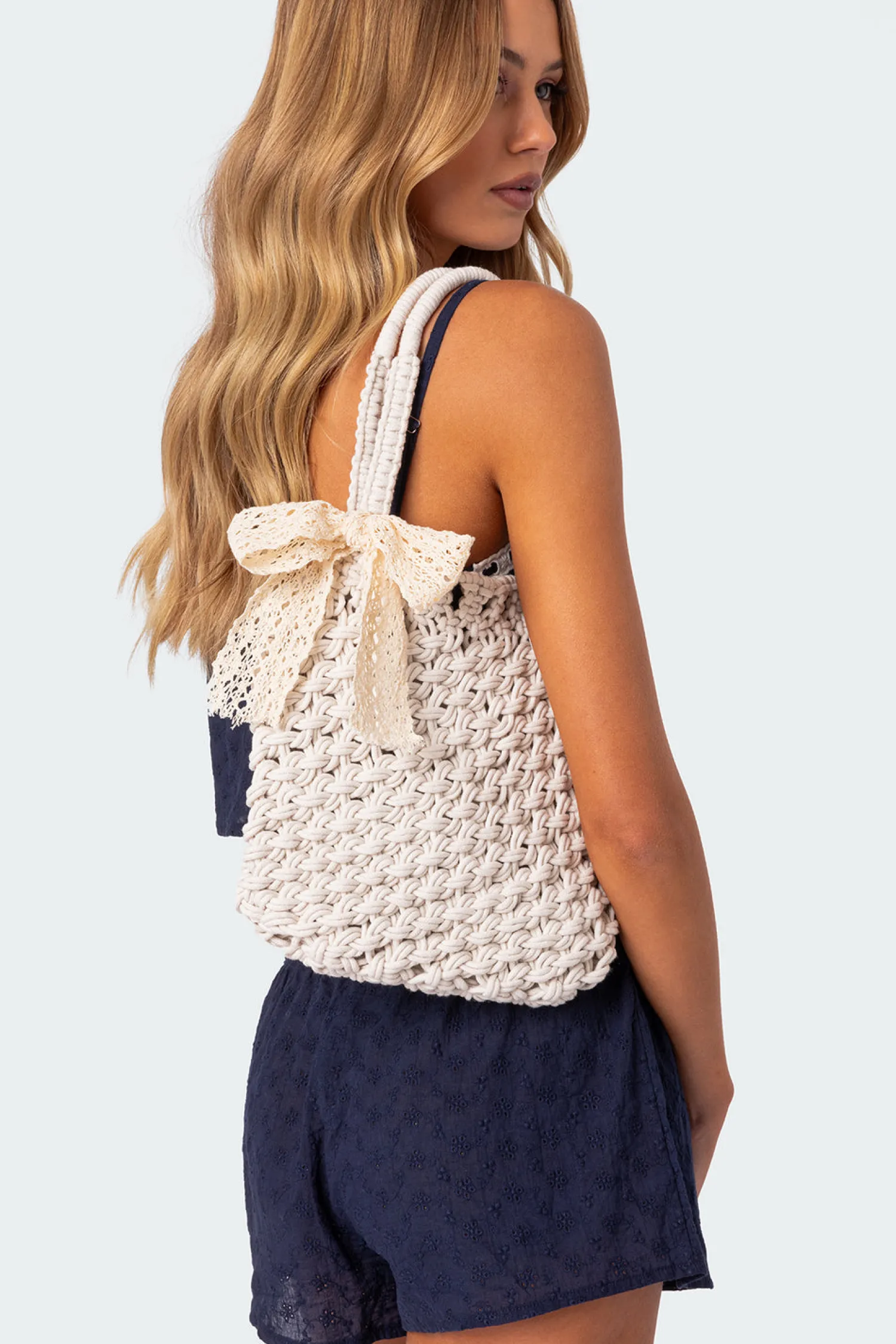 Bags*edikted Crochet Tote Bag BEIGE