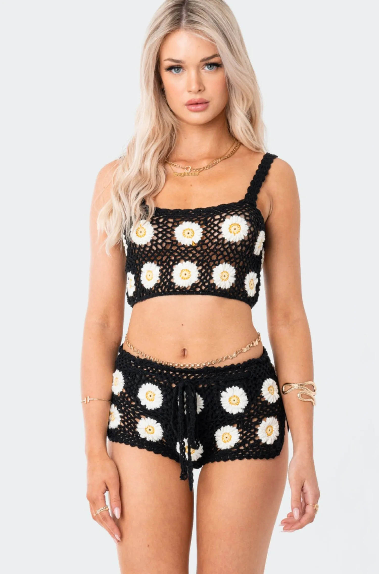 Crop Tops | Knitted Tops*edikted Daisy Crochet Crop Top BLACK