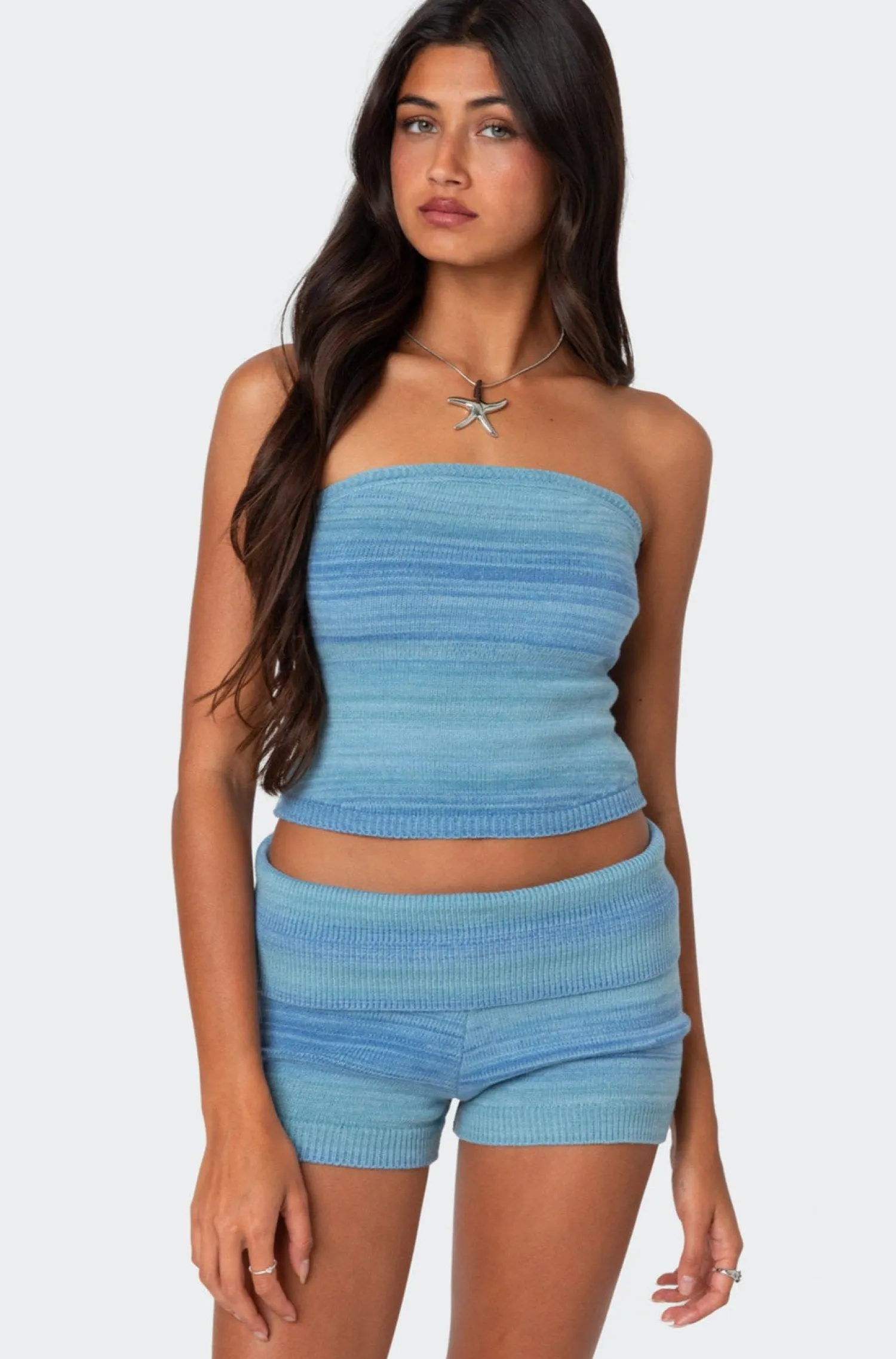 Strapless Tops | Knitted Tops*edikted Daytona Gradient Knit Tube Top BLUE