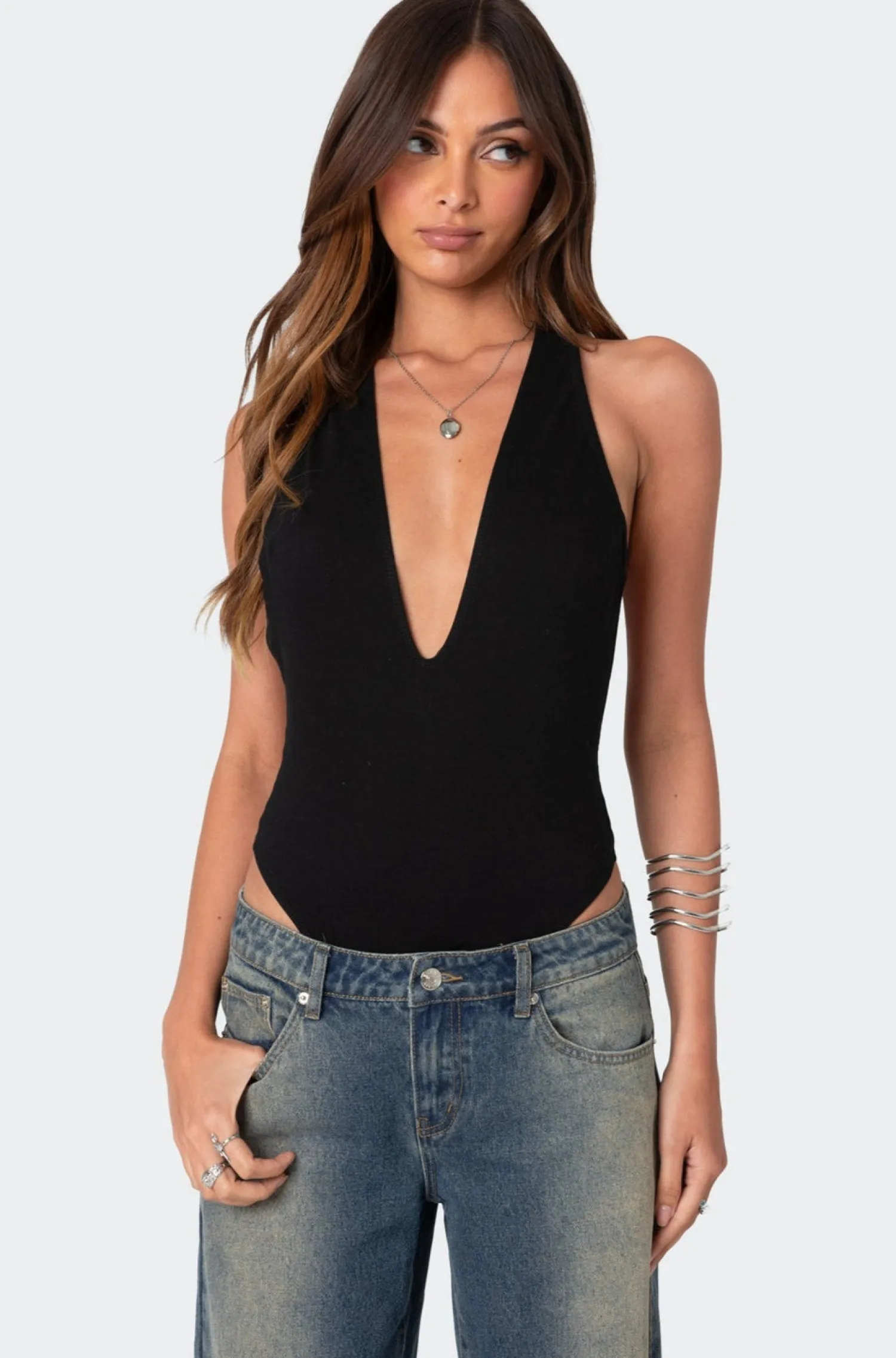 Bodysuits | Bodysuits*edikted Deep V Backless Bodysuit BLACK