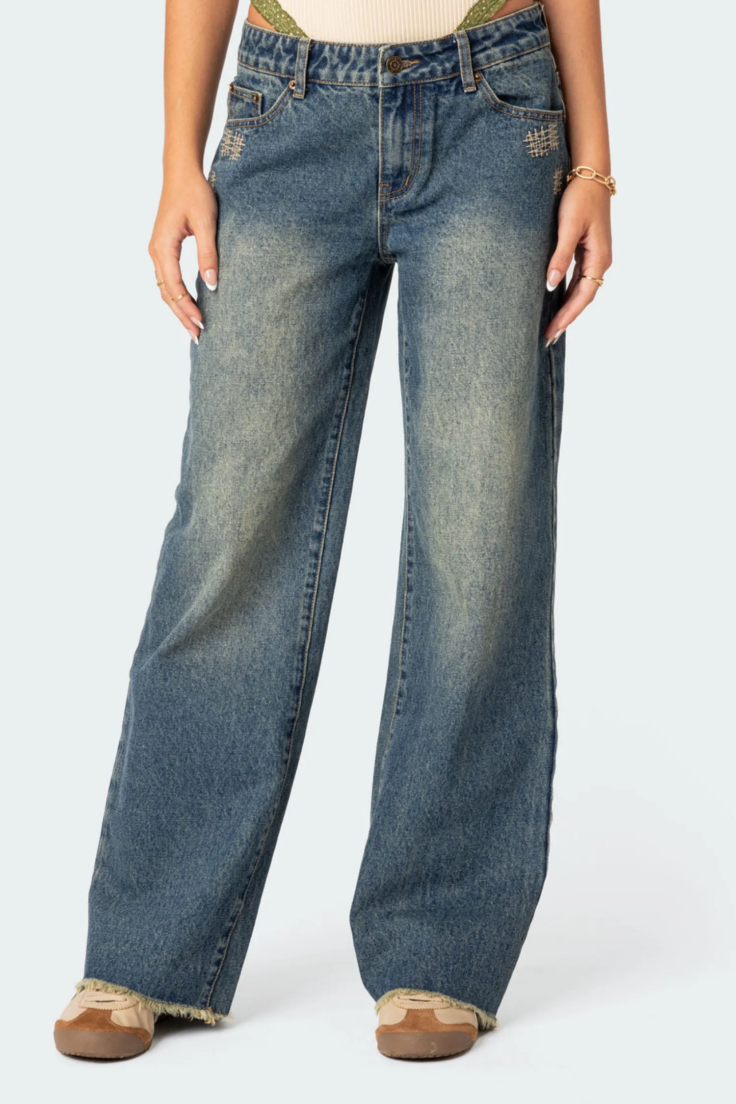 Jeans | Jeans*edikted Doll House Low Rise Washed Jeans BLUE WASHED