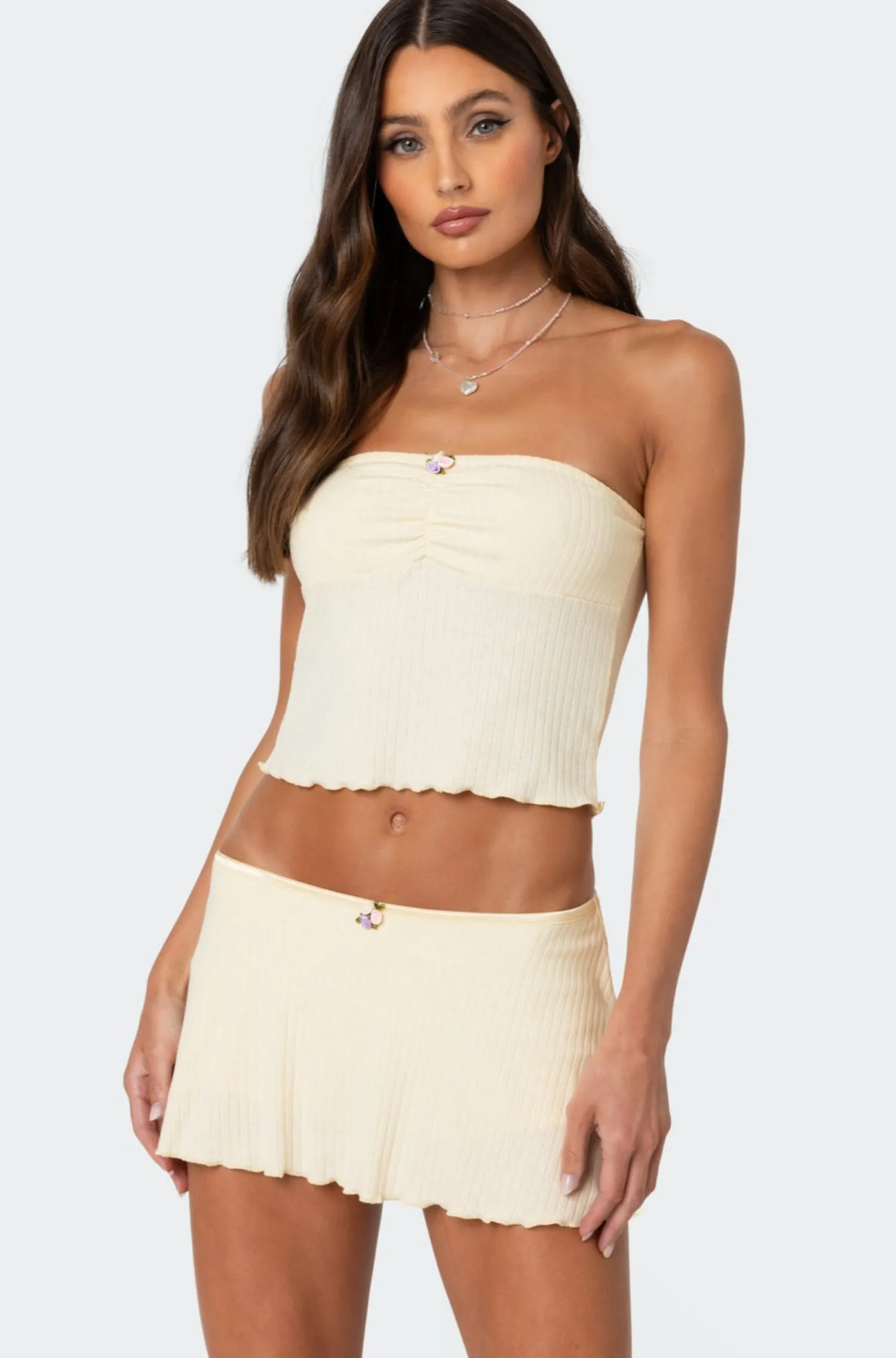 Crop Tops | Strapless Tops*edikted Dosina Pointelle Tube Top YELLOW