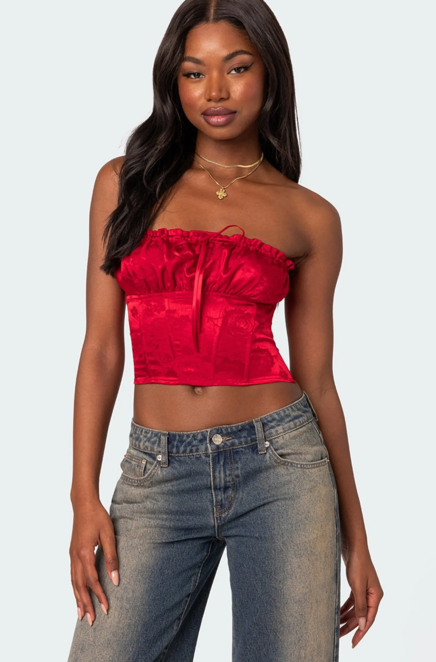 Crop Tops | Corsets*edikted Elaine Satin Corset RED