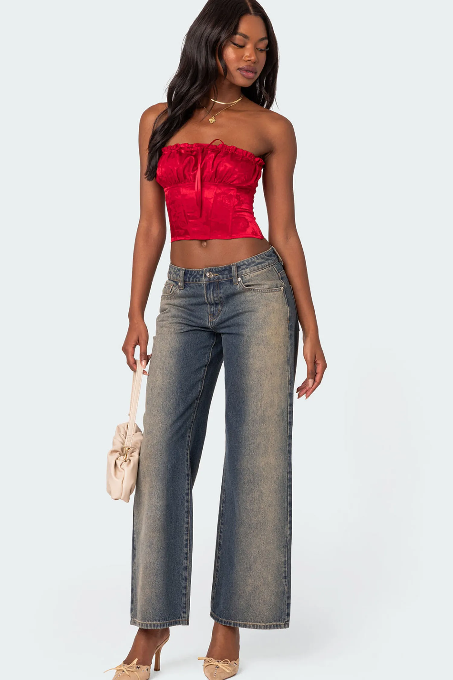 Crop Tops | Corsets*edikted Elaine Satin Corset RED