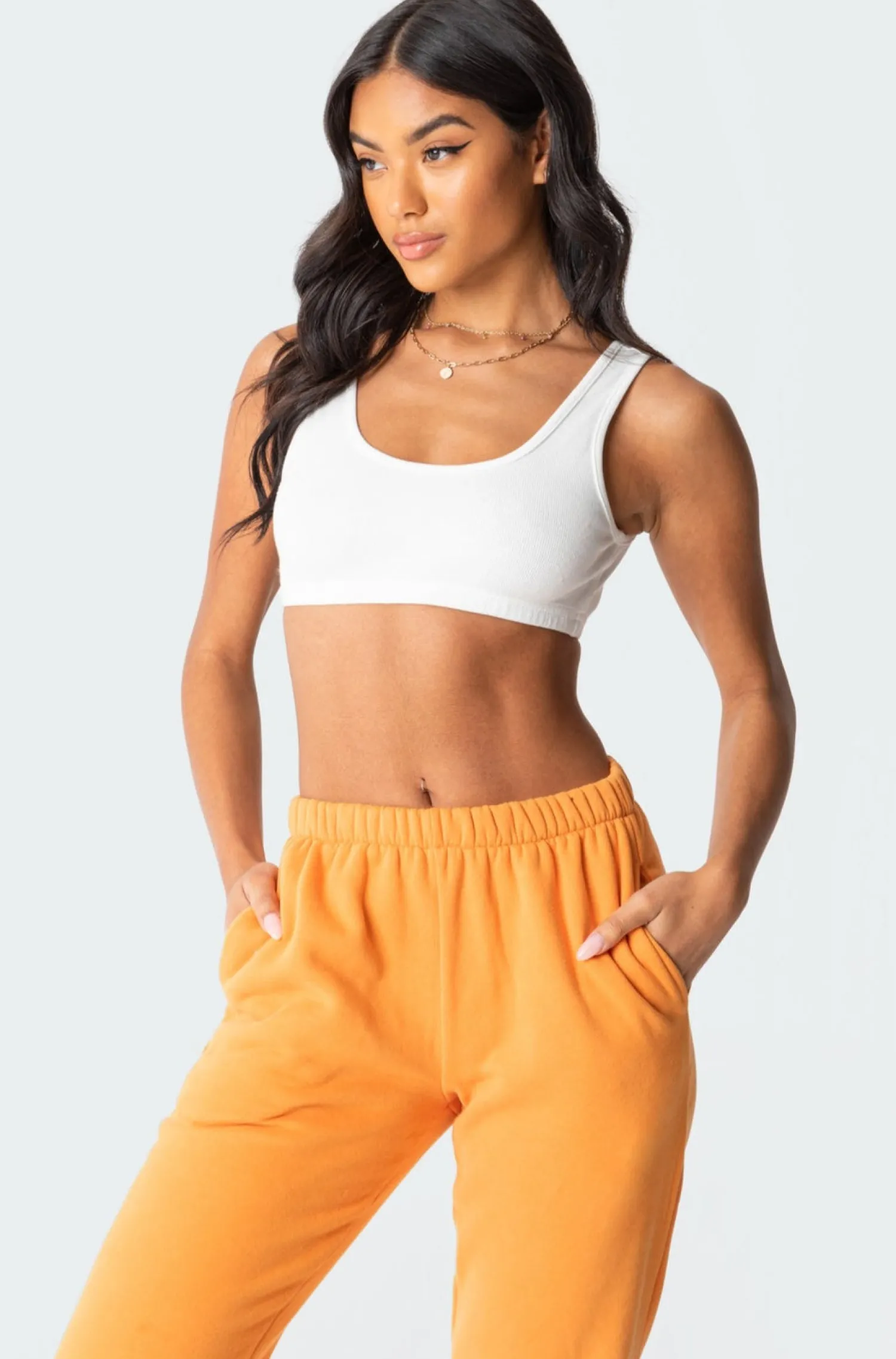 Basics*edikted Essential Ribbed Crop Top WHITE