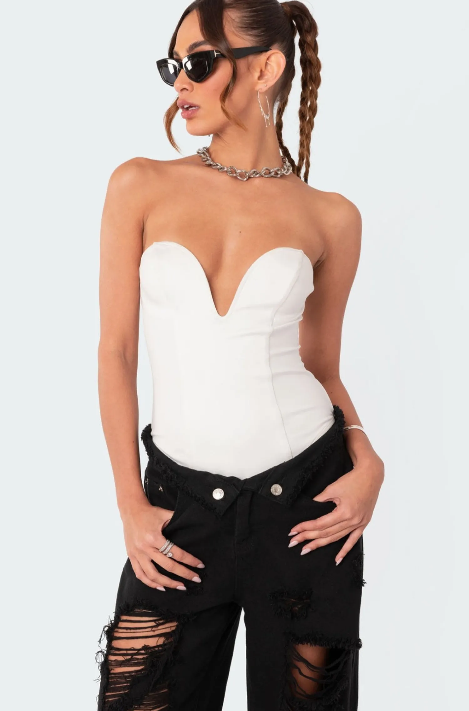 Bodysuits | Bodysuits*edikted Fairy Boned Sweetheart Bodysuit WHITE