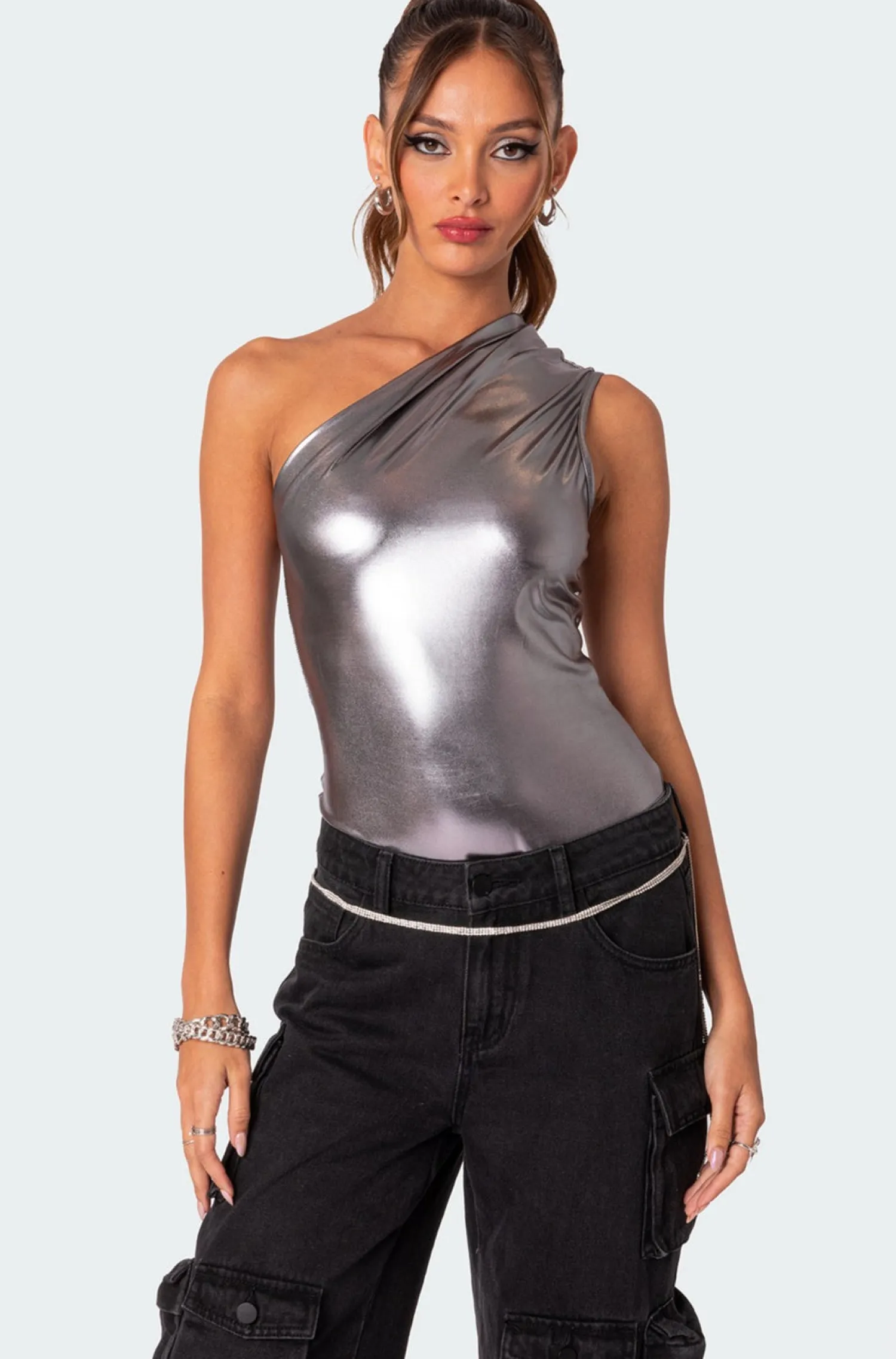 Bodysuits | Bodysuits*edikted Feona Gathered Metallic Bodysuit SILVER